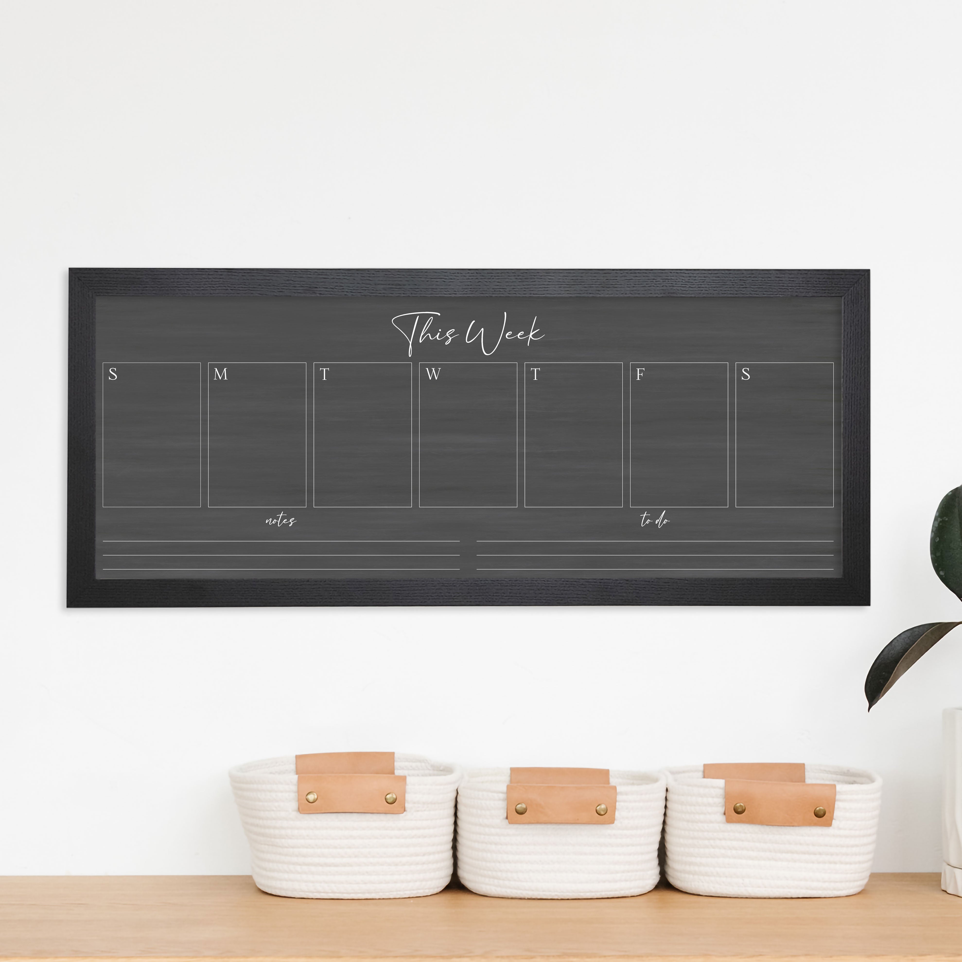 Slim Weekly Framed Chalkboard + 2 sections | Horizontal Pennington