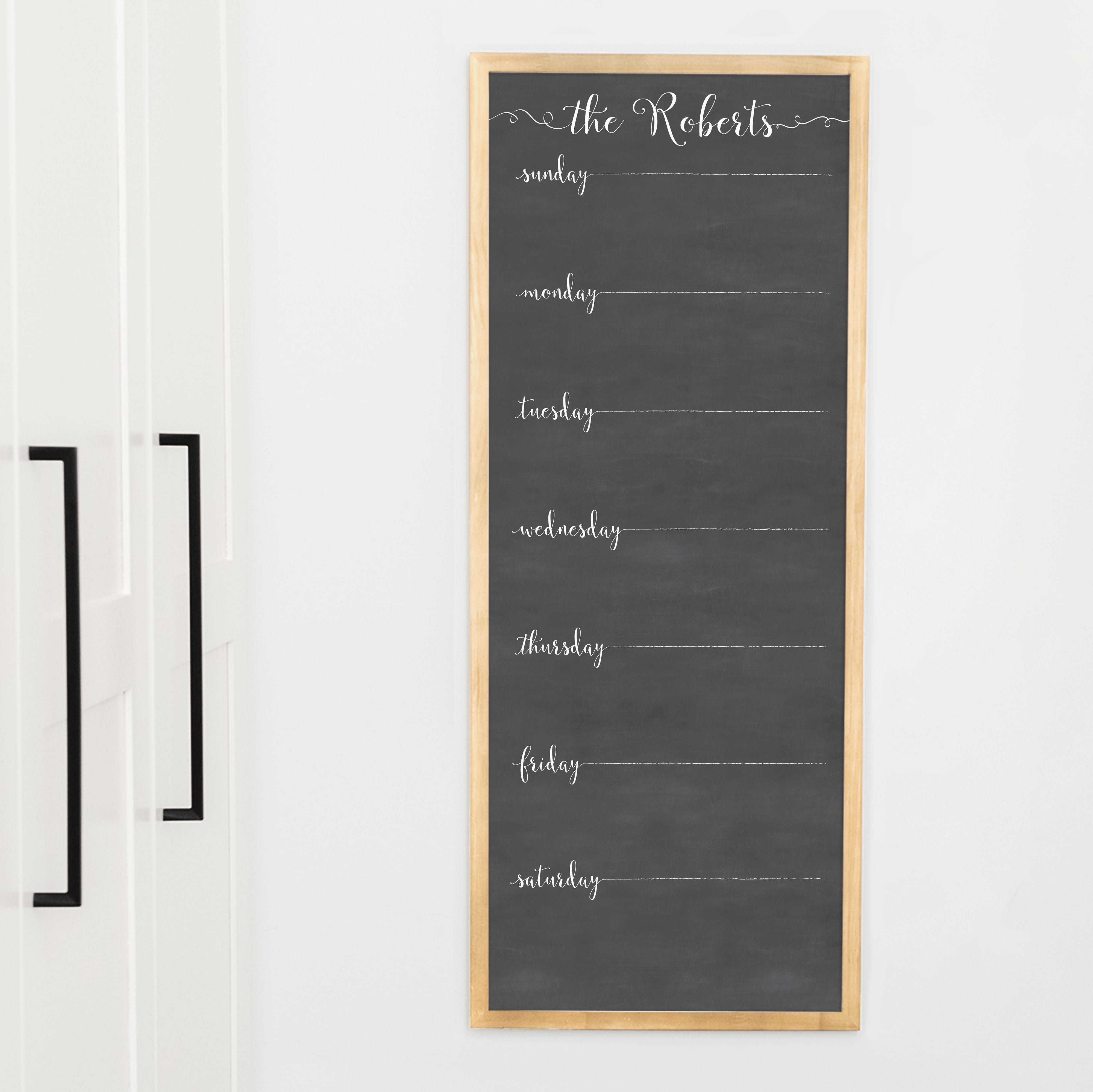 Slim Weekly Framed Chalkboard | Vertical Knope
