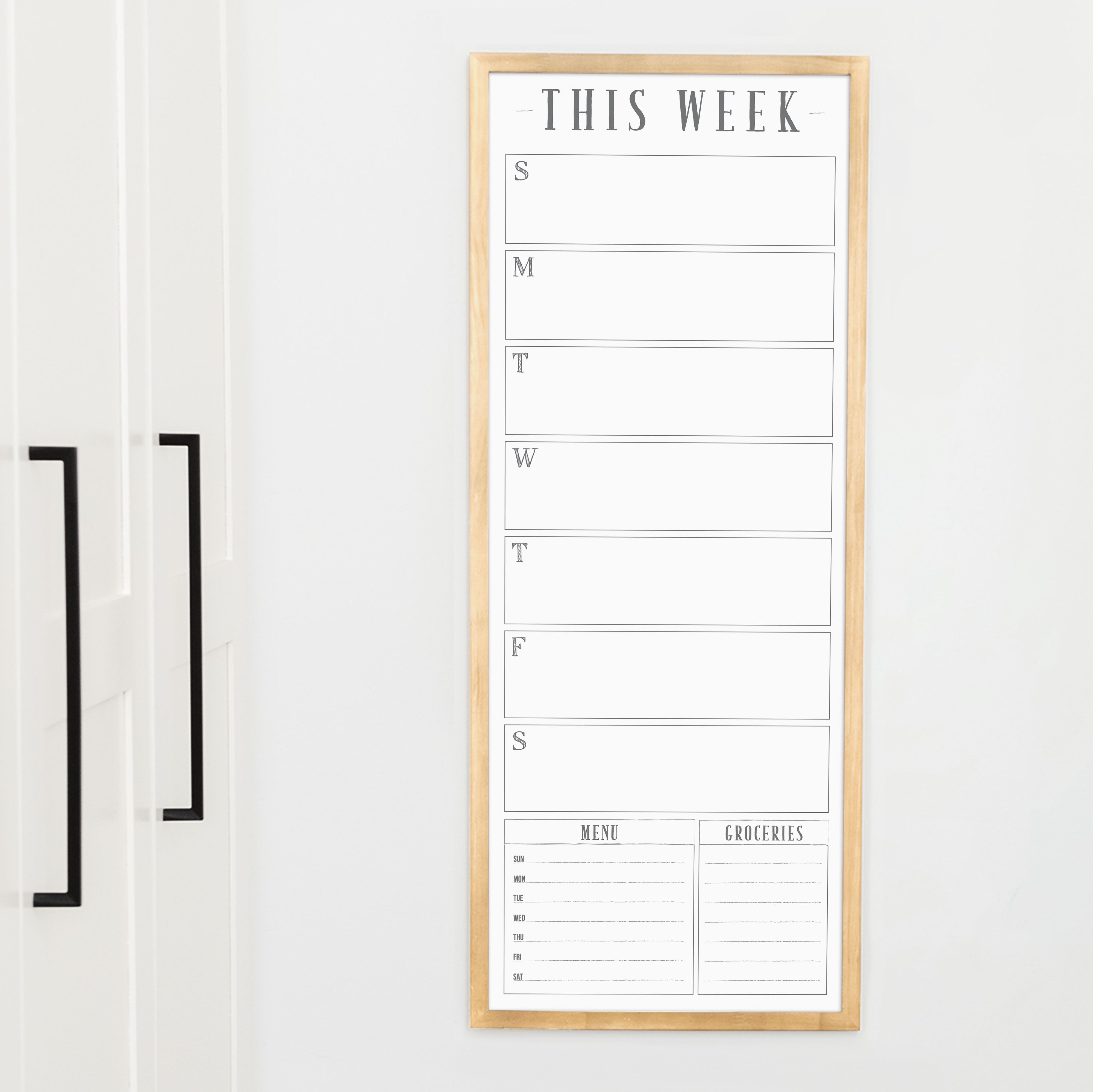 Slim Weekly Framed Whiteboard + 2 sections | Vertical Swanson