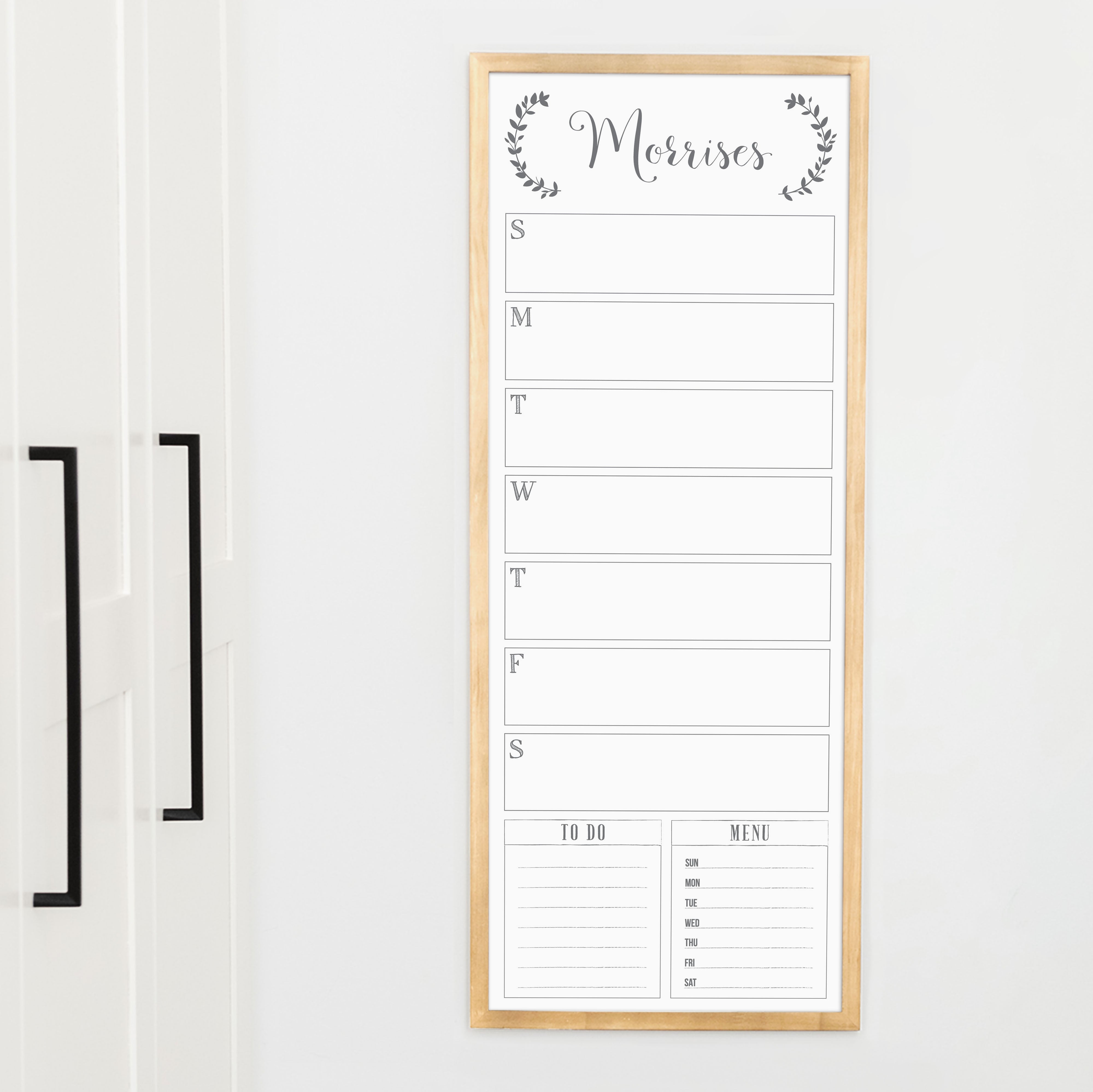 Slim Weekly Framed Whiteboard + 2 sections | Vertical Eagleton