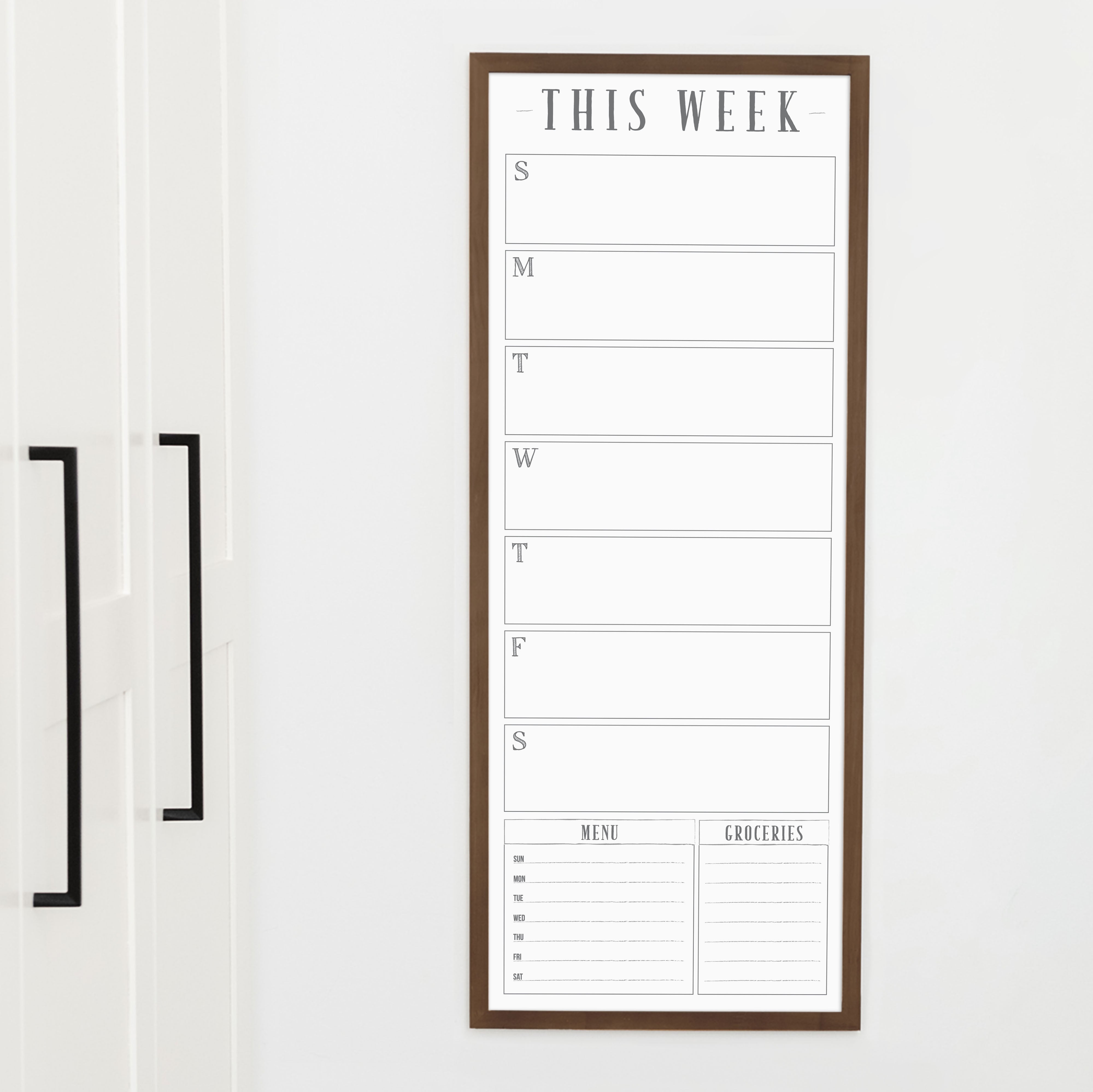 Slim Weekly Framed Whiteboard + 2 sections | Vertical Swanson