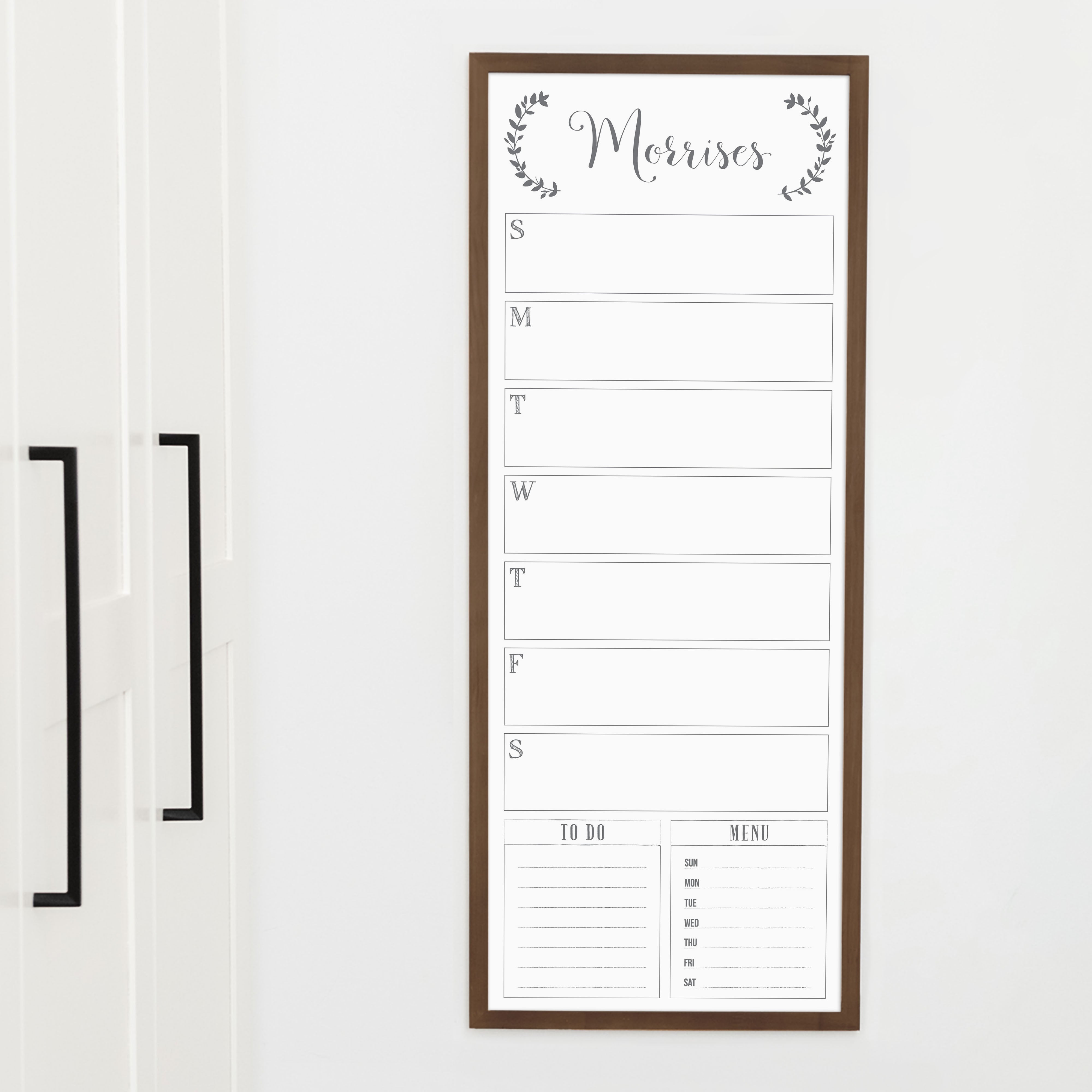 Slim Weekly Framed Whiteboard + 2 sections | Vertical Eagleton