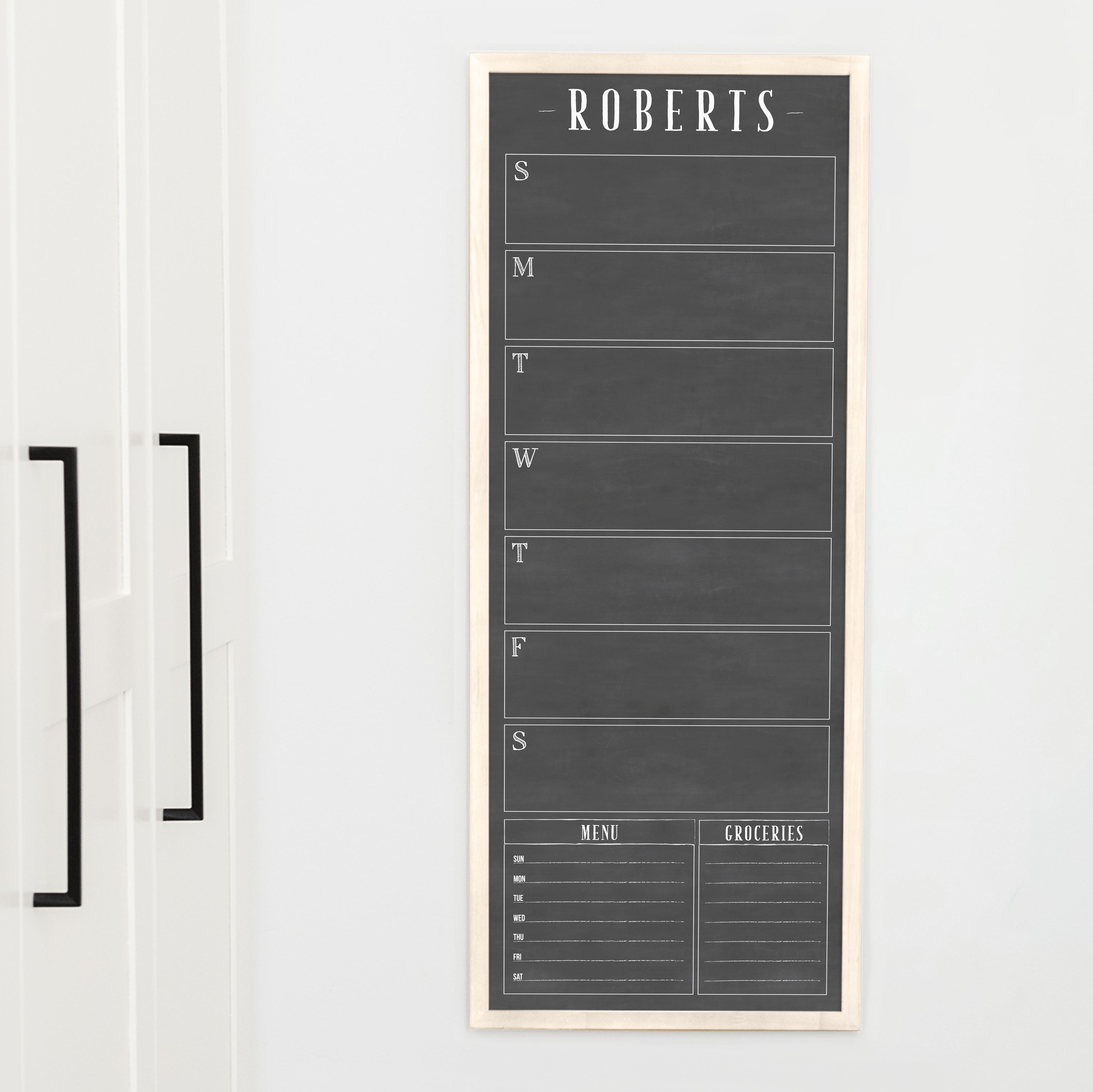 Slim Weekly Framed Chalkboard + 2 sections | Vertical Swanson