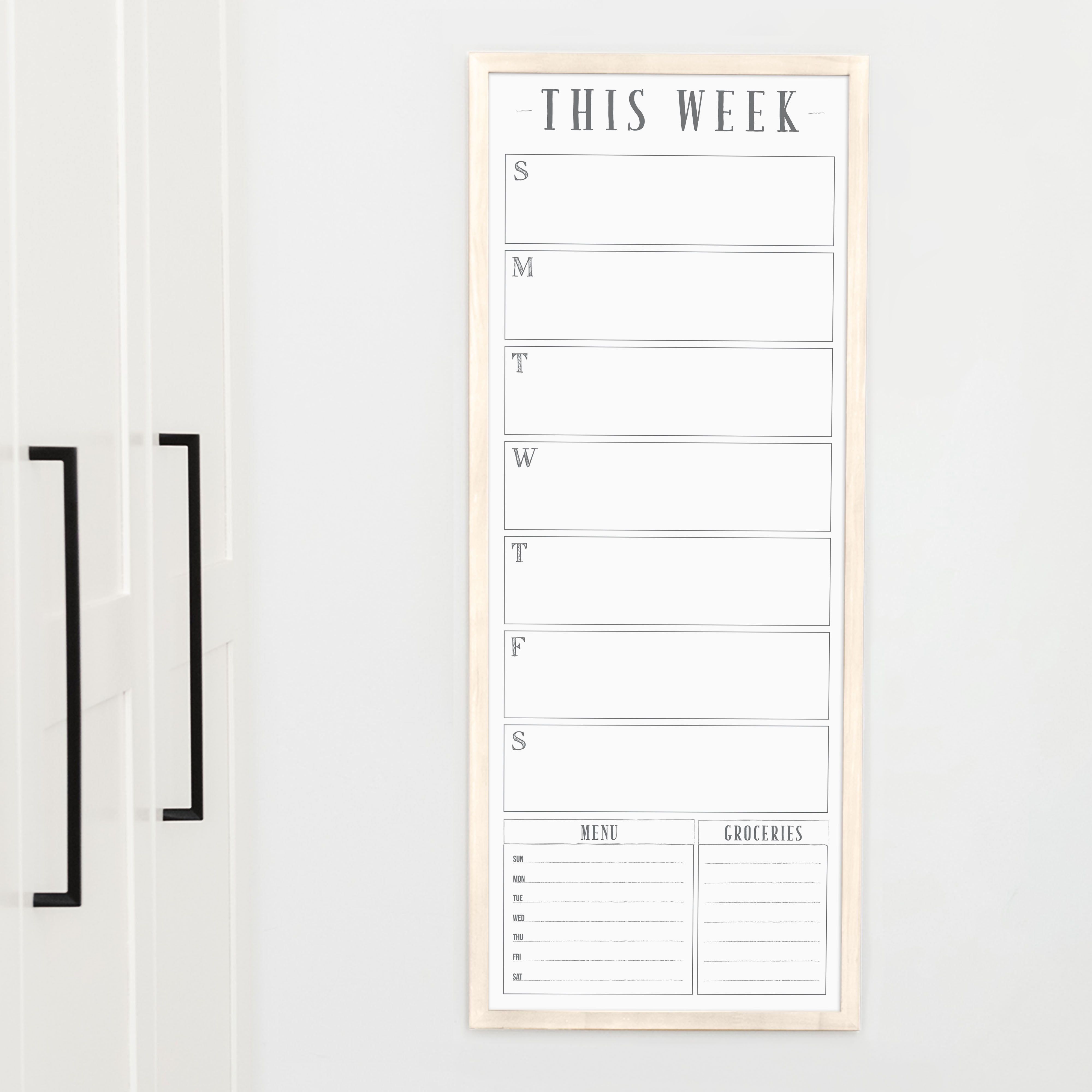 Slim Weekly Framed Whiteboard + 2 sections | Vertical Swanson