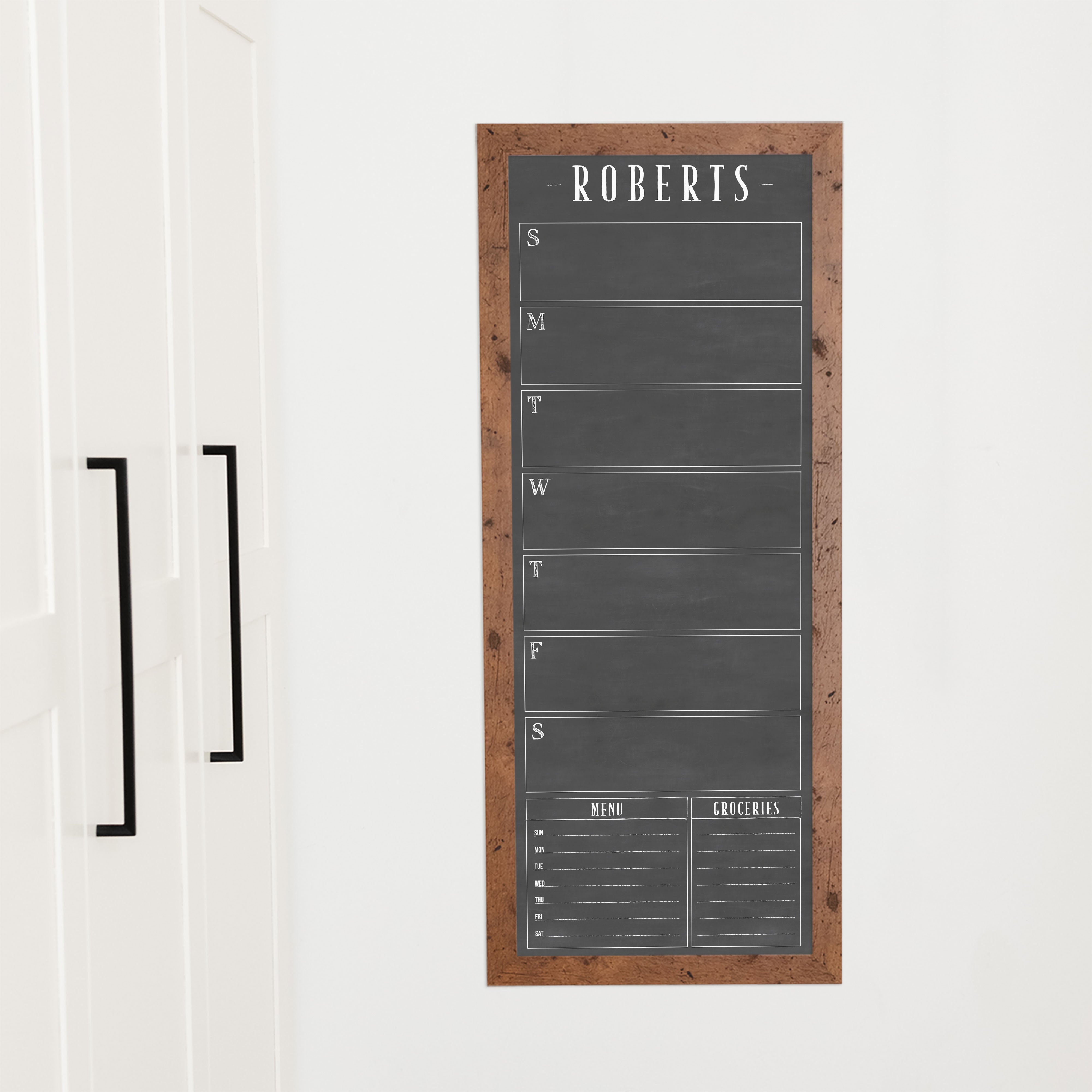 Slim Weekly Framed Chalkboard + 2 sections | Vertical Swanson