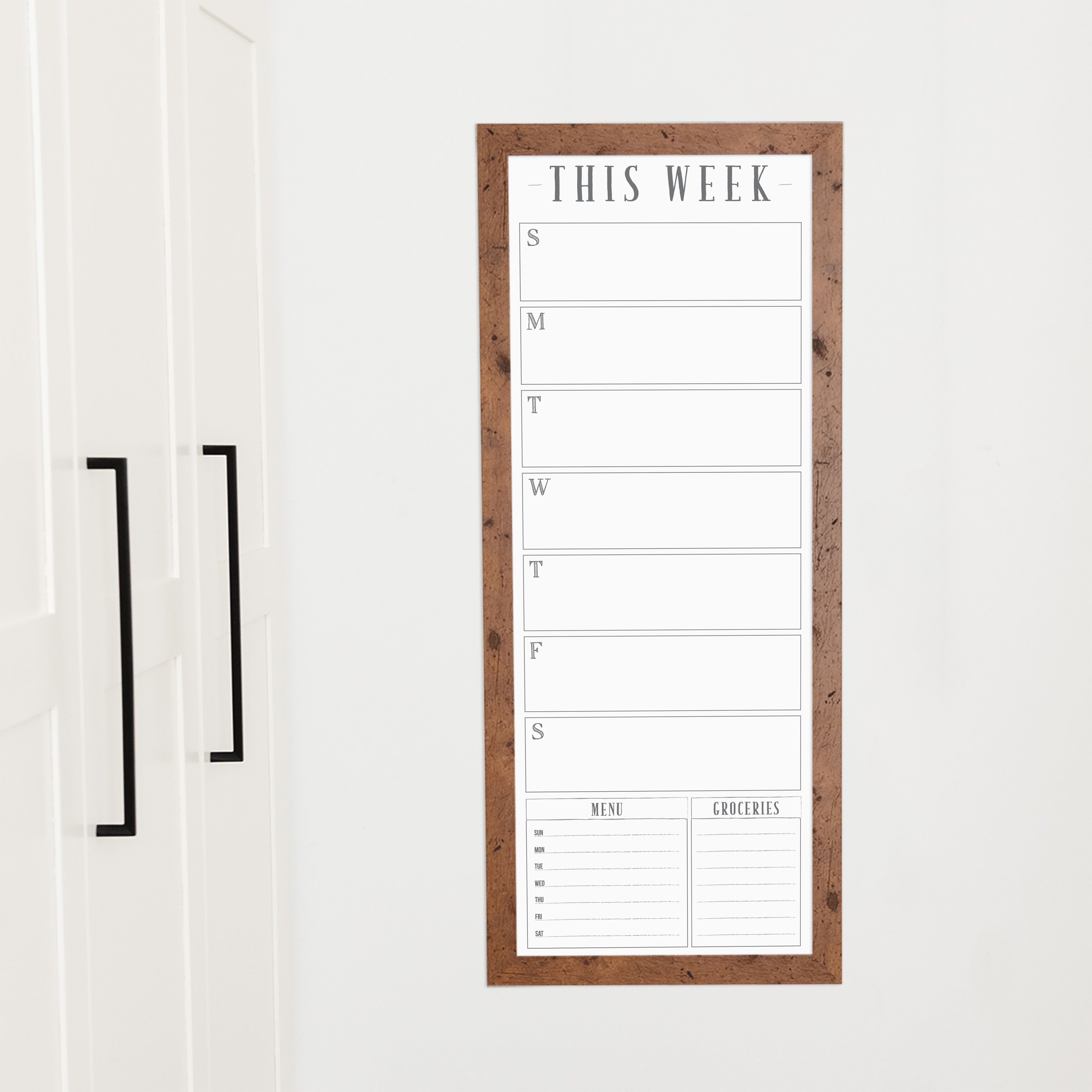 Slim Weekly Framed Whiteboard + 2 sections | Vertical Swanson