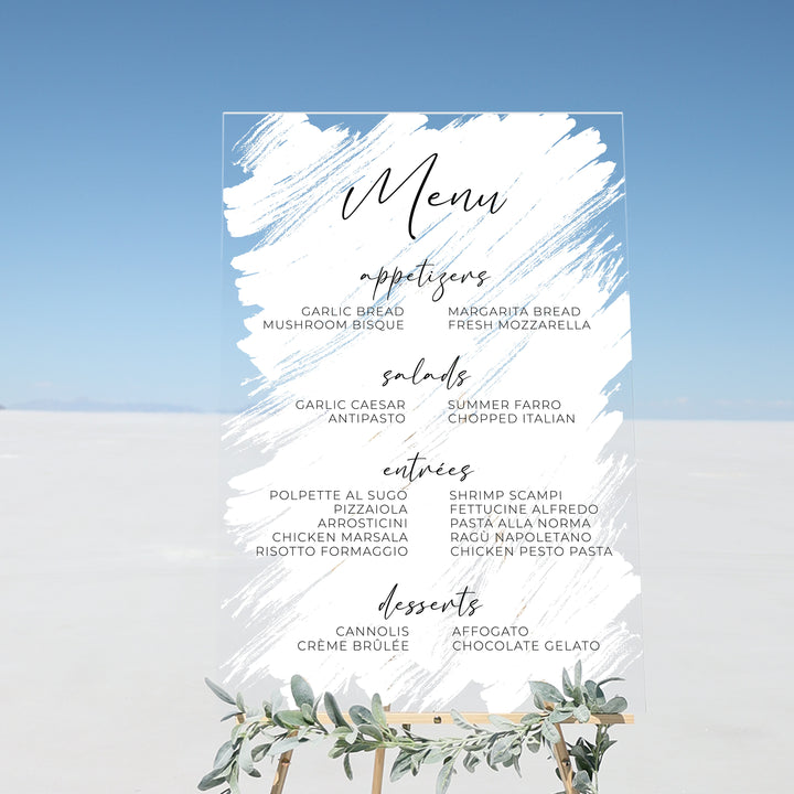 Brushed Acrylic Menu Sign | Vertical Olivia