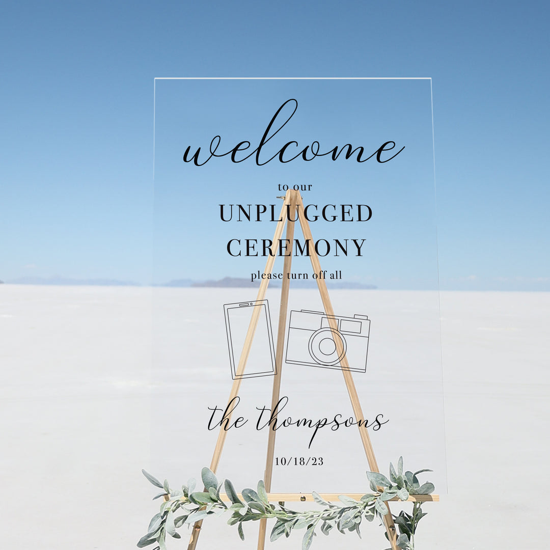 Clear Acrylic Unplugged Ceremony Sign | Vertical Brooklyn