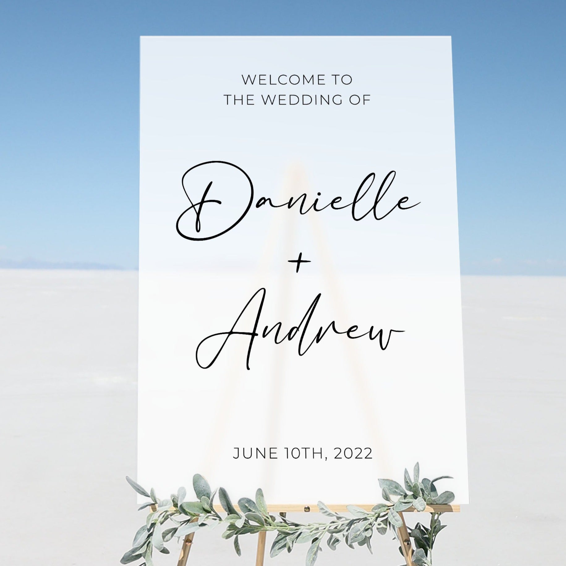 Frosted Acrylic Welcome Sign | Vertical Olivia