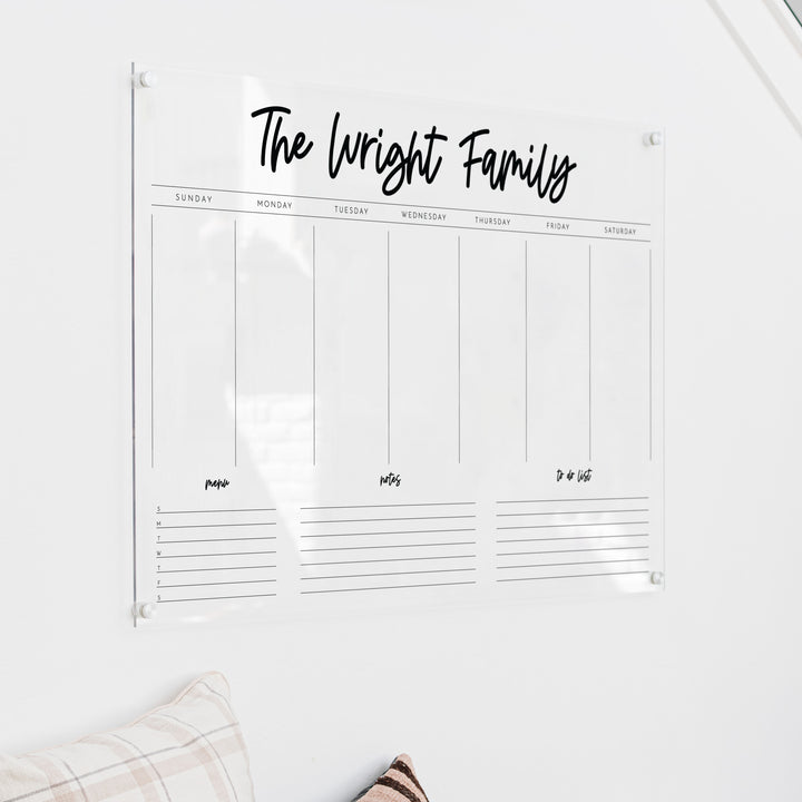 Weekly Acrylic Calendar + 3 Sections | Horizontal Monica