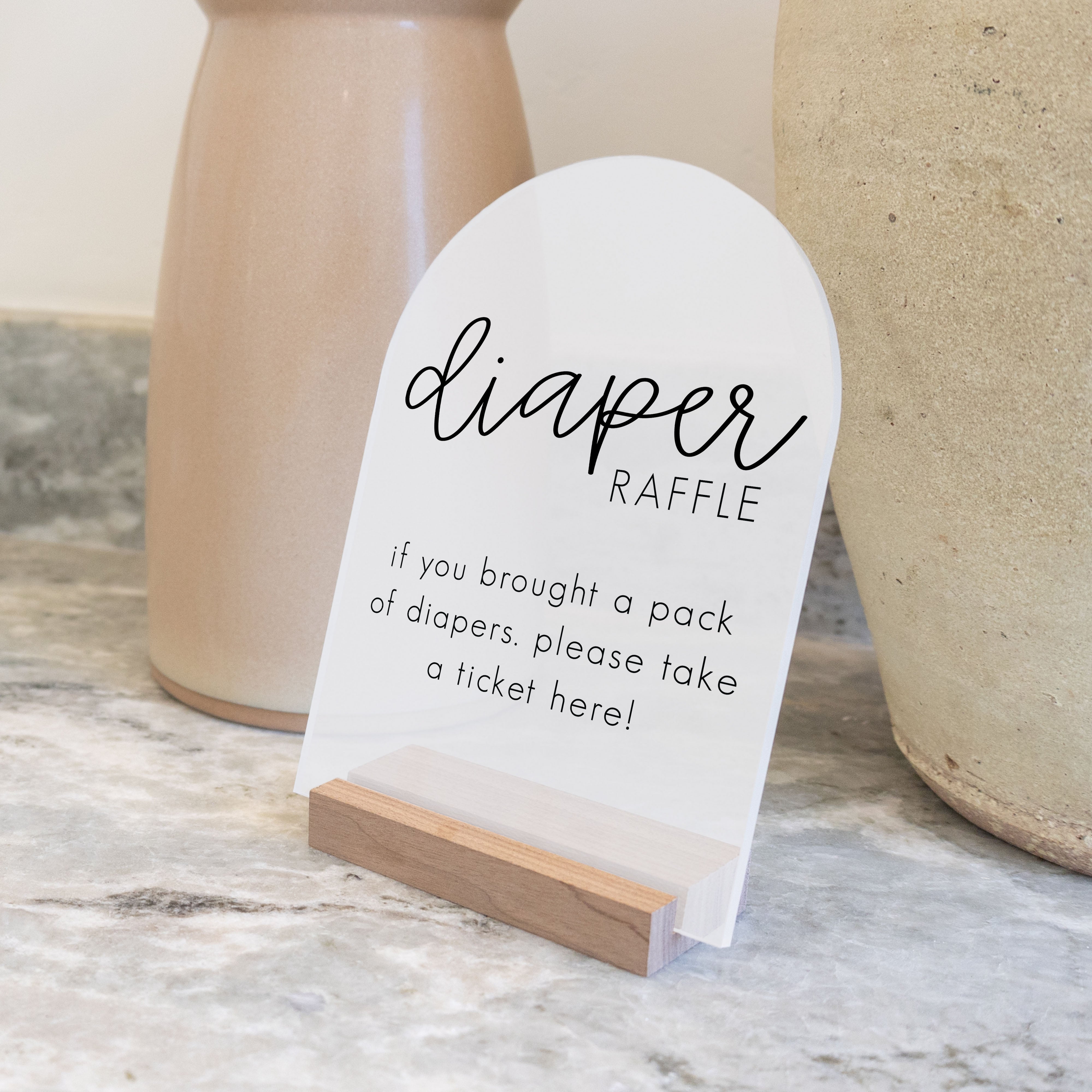 Frosted Acrylic Baby Shower Diaper Raffle Sign