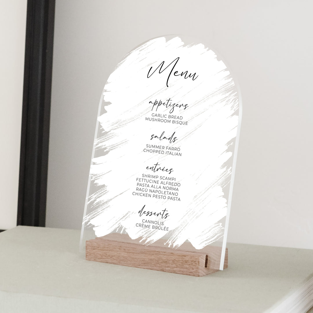 Small Brushed Acrylic Menu Sign | Vertical Olivia