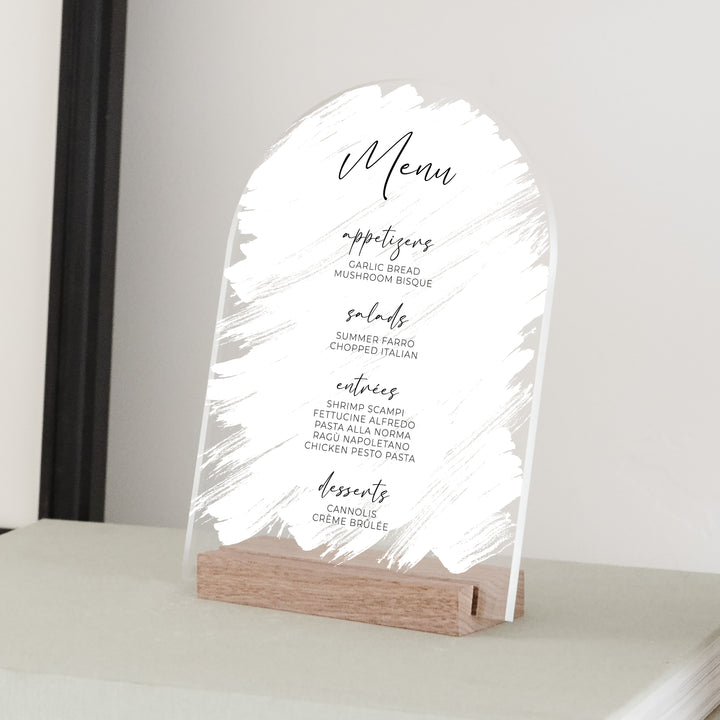 Small Brushed Acrylic Menu Sign | Vertical Olivia