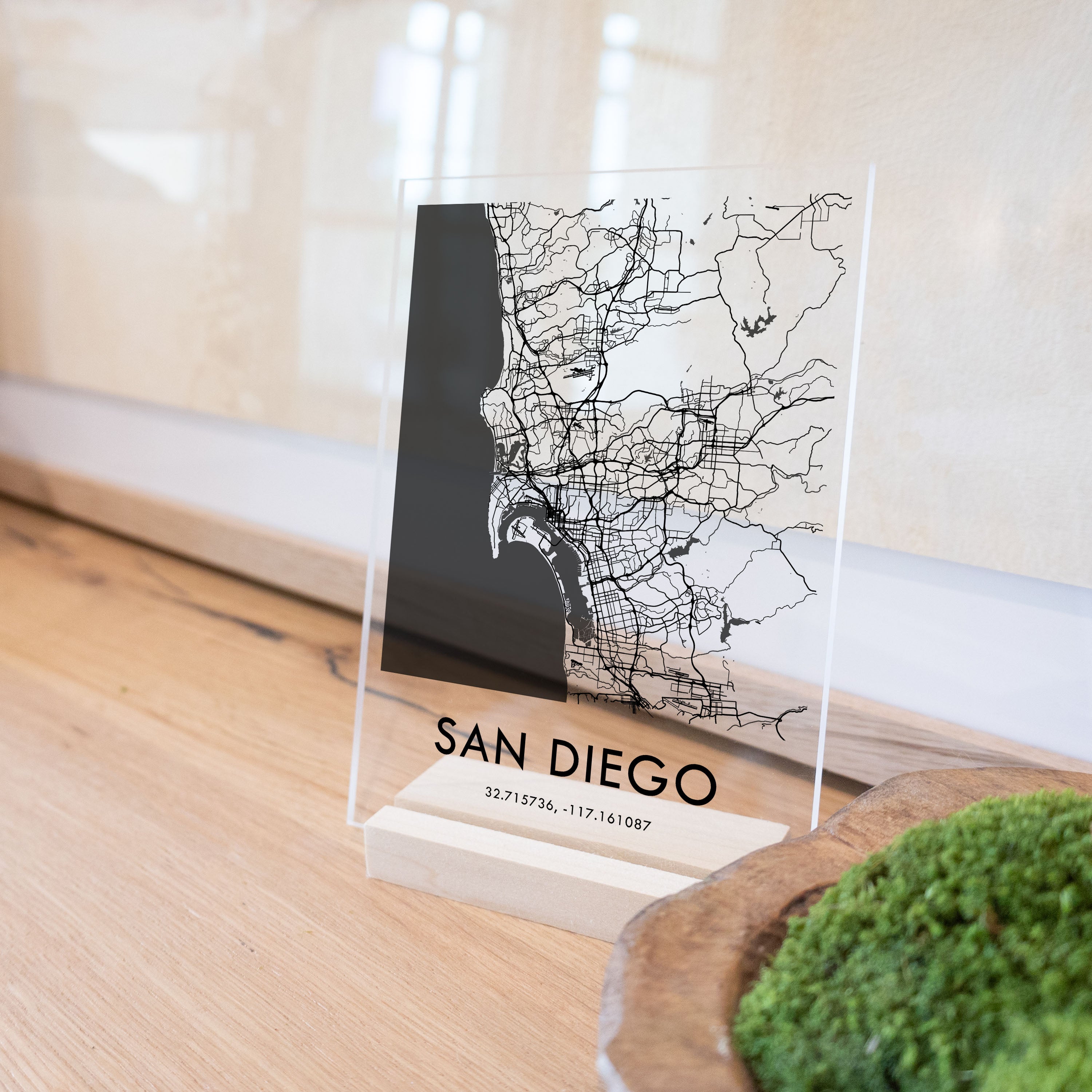 Clear Acrylic San Diego City Street Map