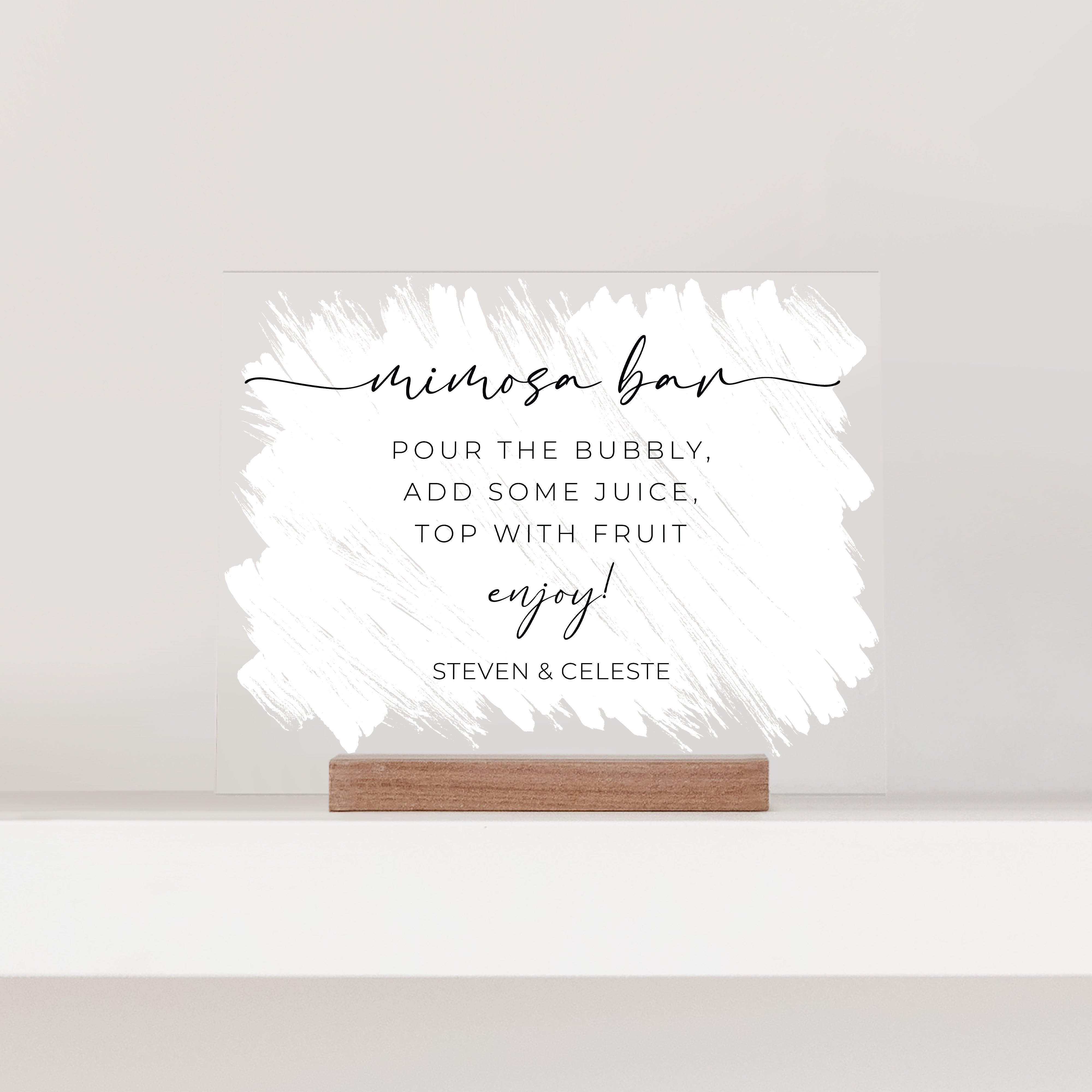 Small Brushed Acrylic Mimosa Bar Sign | Horizontal Olivia