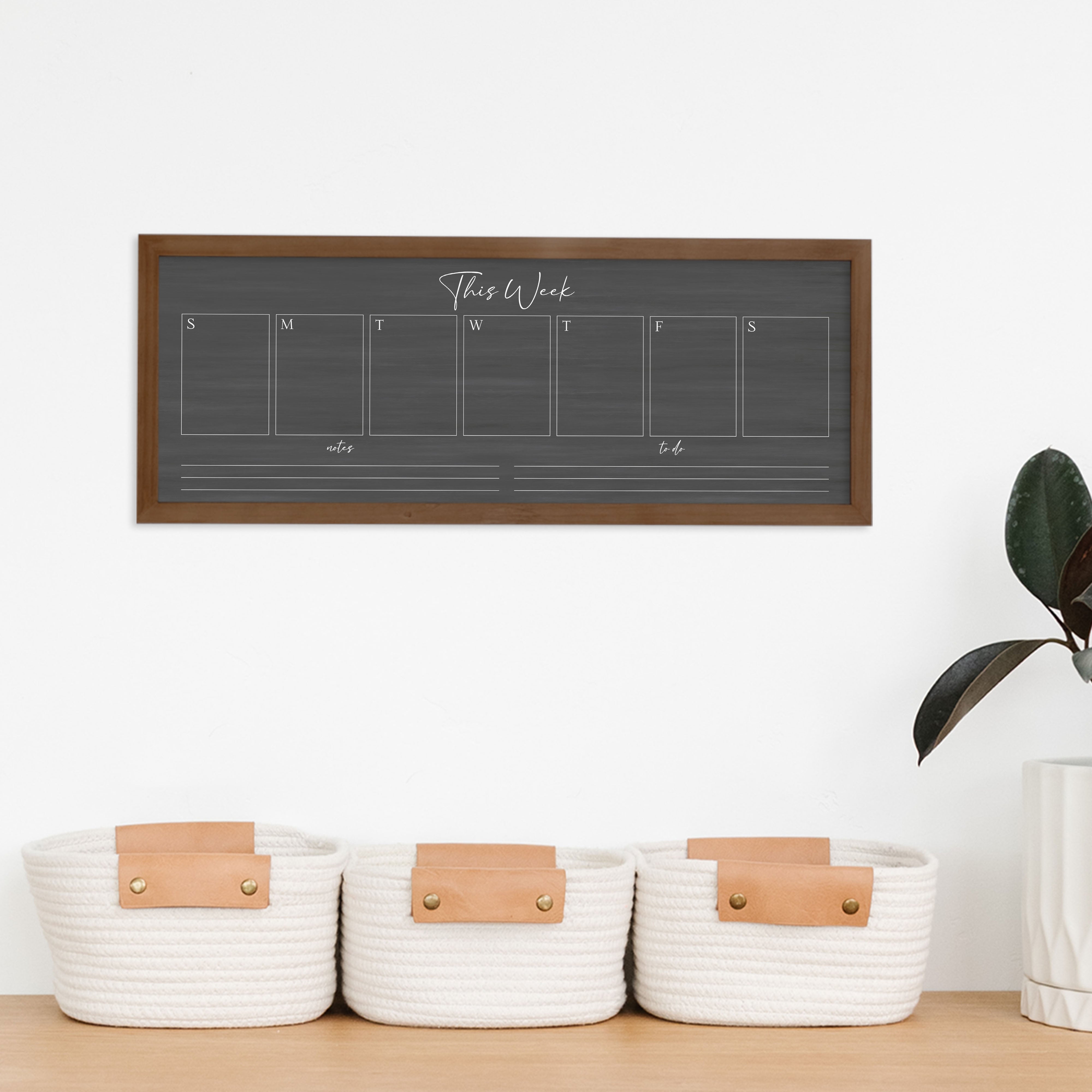 Slim Weekly Framed Chalkboard + 2 sections | Horizontal Pennington