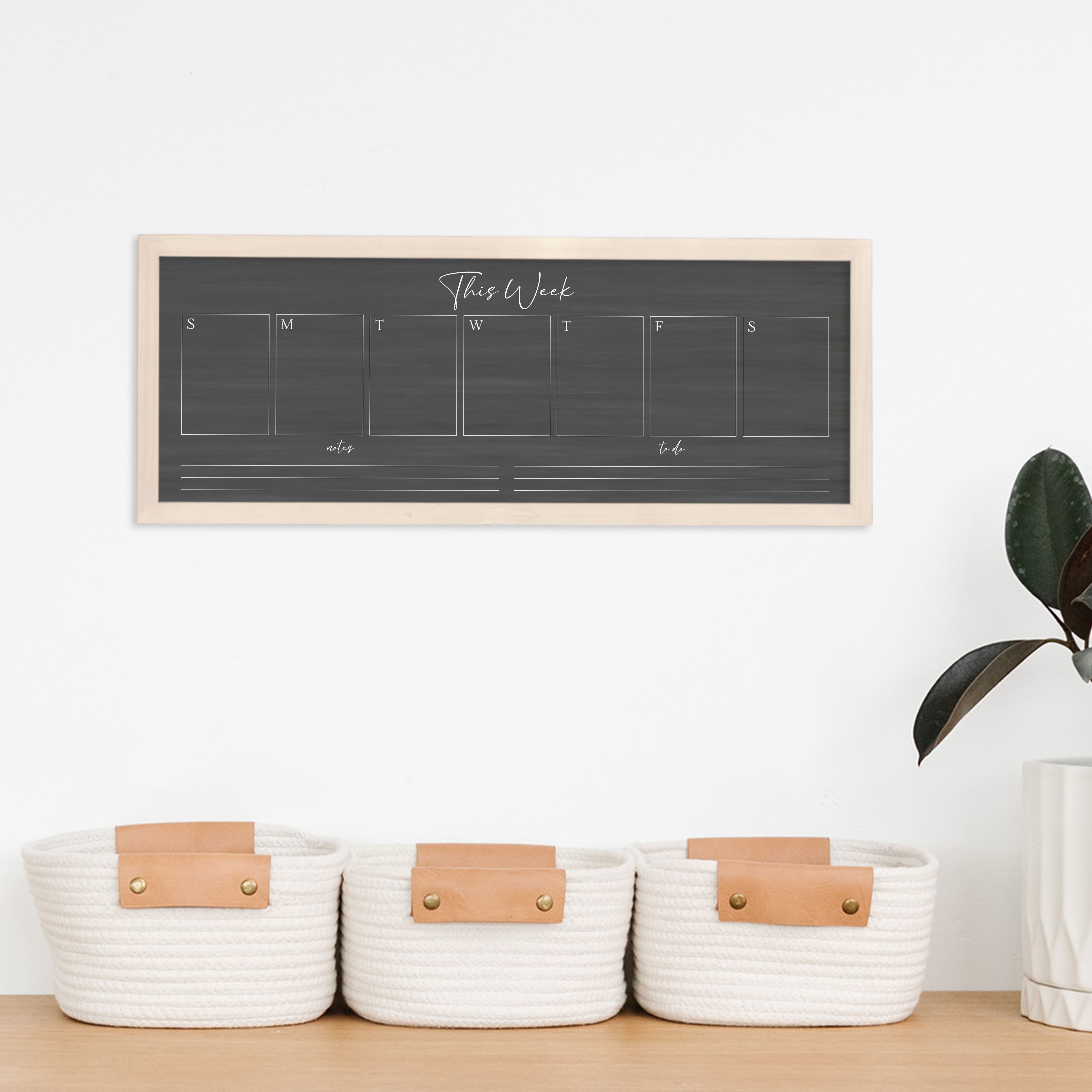 Slim Weekly Framed Chalkboard + 2 sections | Horizontal Pennington