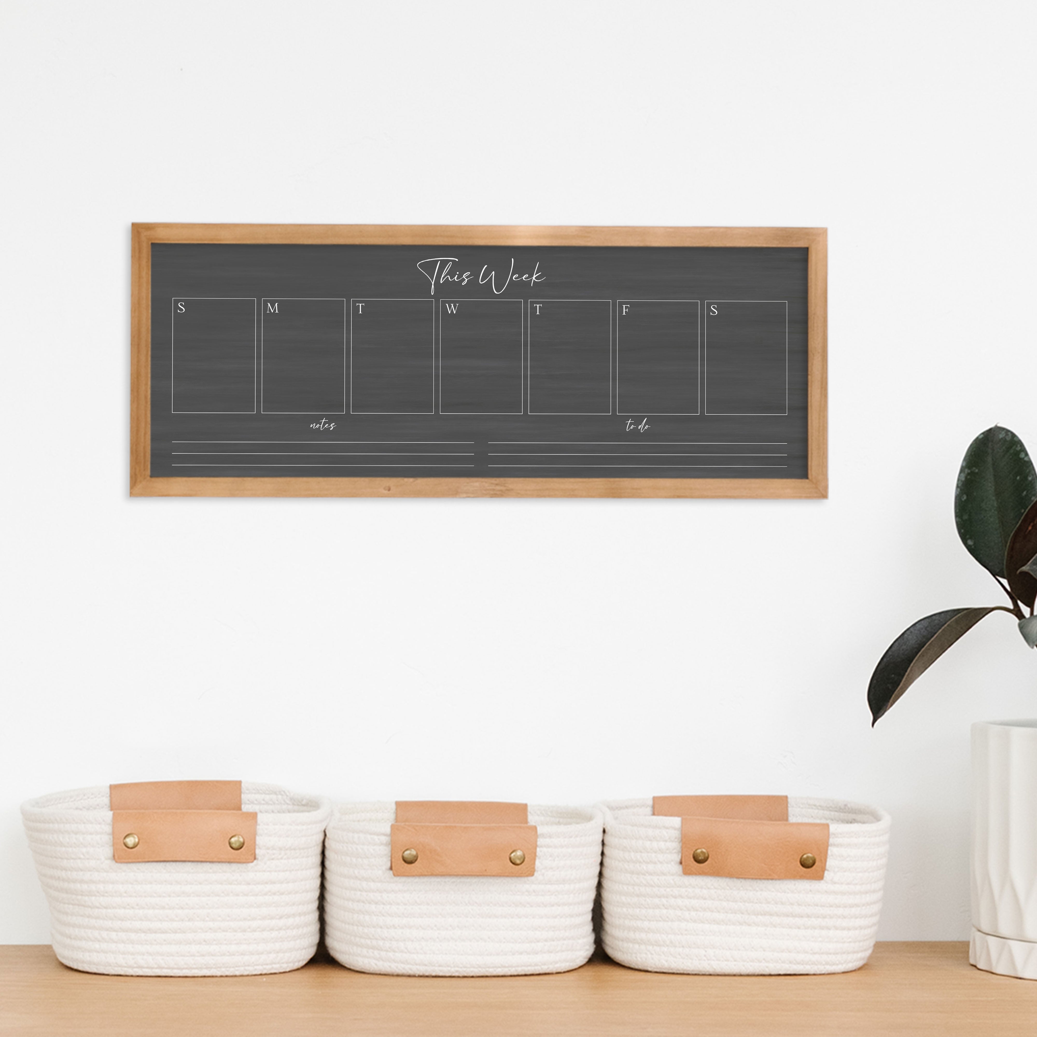 Slim Weekly Framed Chalkboard + 2 sections | Horizontal Pennington