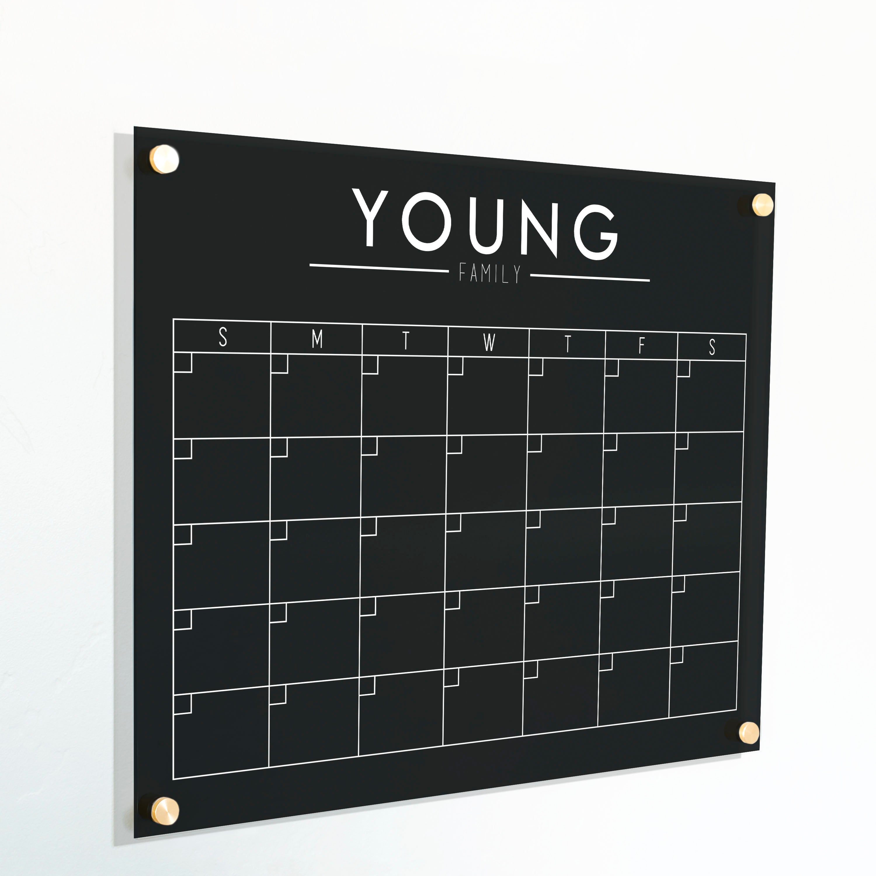 Monthly Black Acrylic Calendar | Horizontal Craig