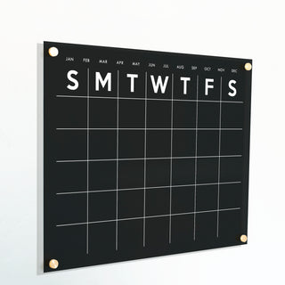 Monthly Black Acrylic Calendar | Horizontal Minimalist