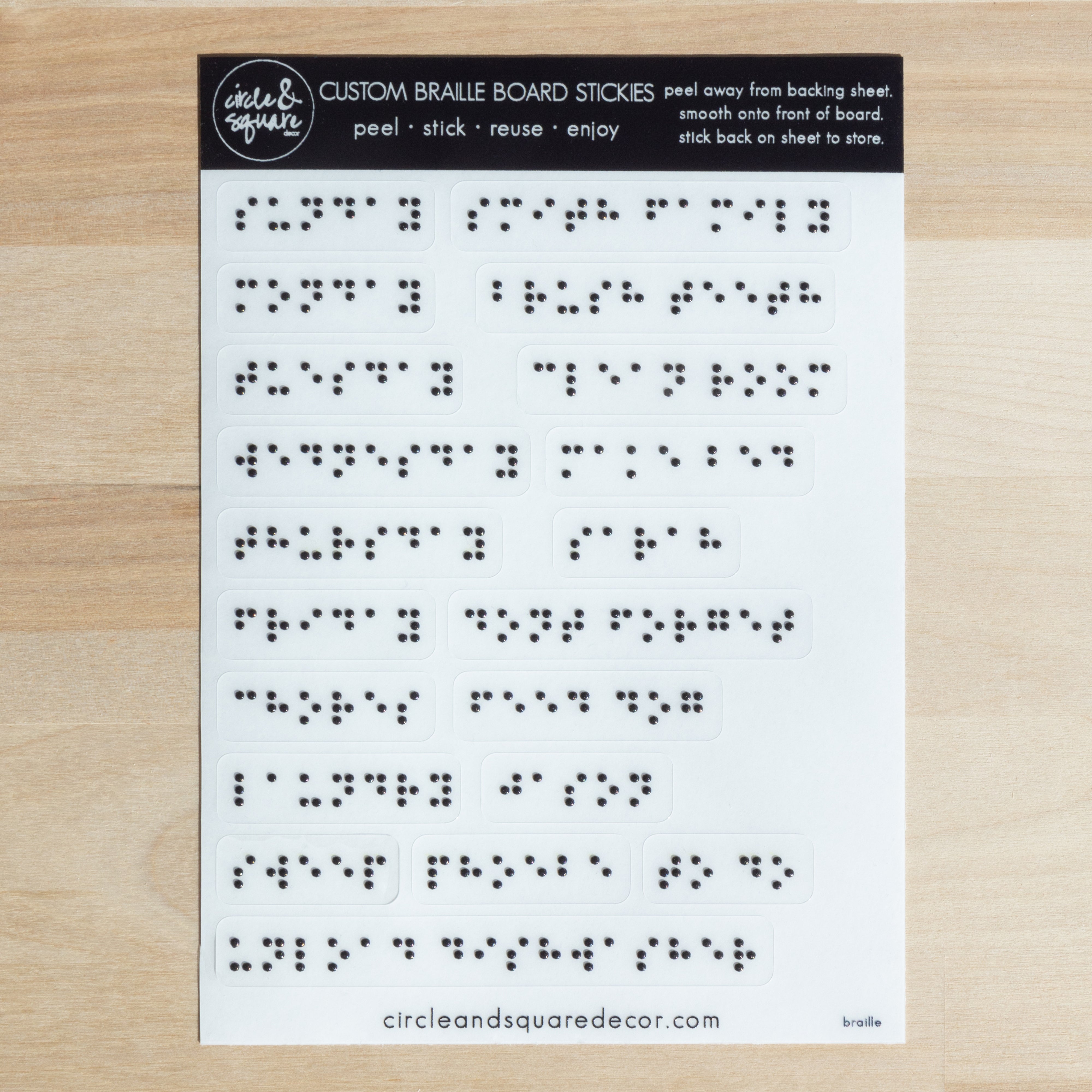Custom Braille Board Stickies