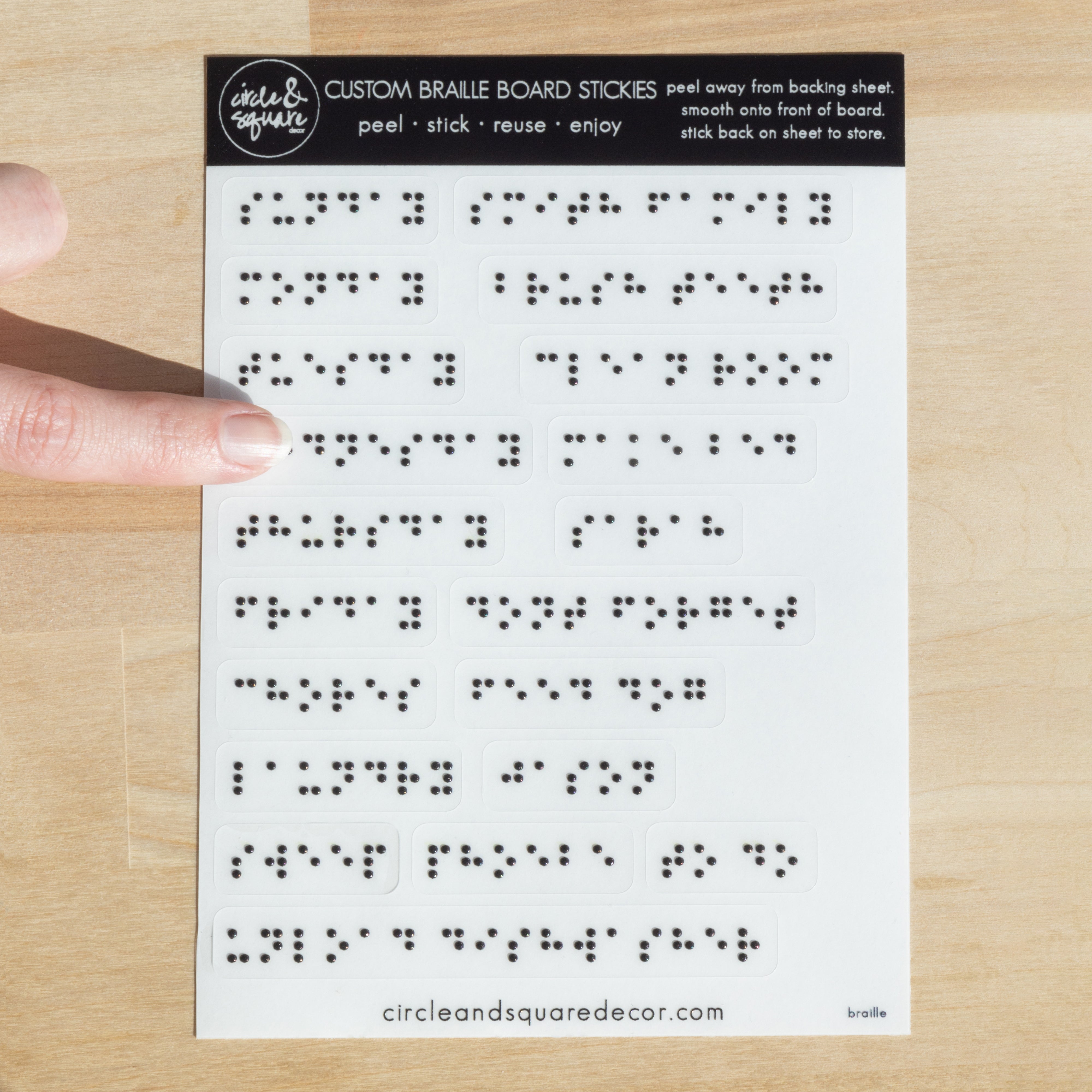 Custom Braille Board Stickies