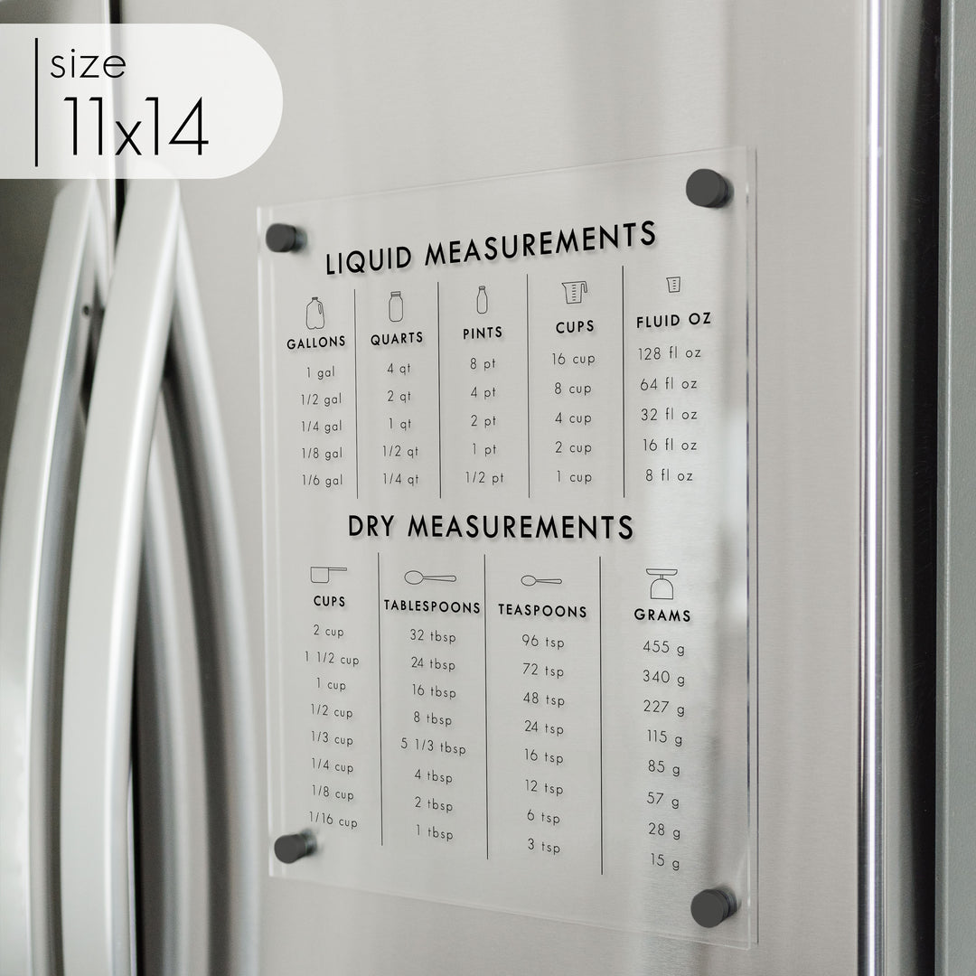 Kitchen Circle Conversion Chart Clear Acrylic Magnetic Kitchen Conversion Chart – circleandsquaredecor