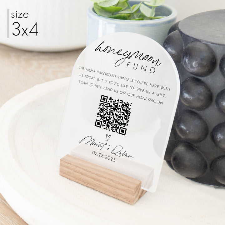 Frosted Acrylic Honeymoon Fund Sign | Vertical Jones