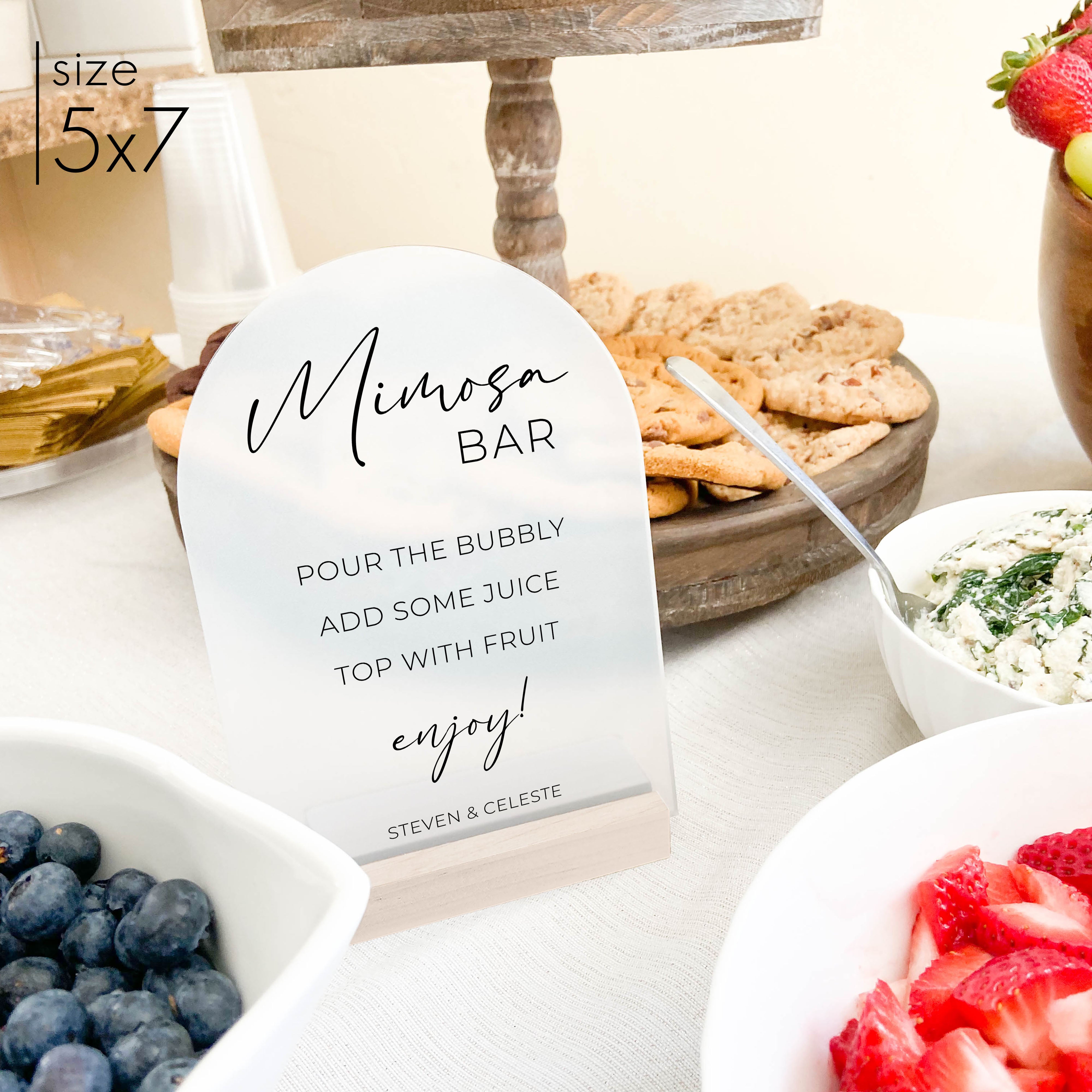 Frosted Acrylic Mimosa Bar Sign | Vertical Olivia