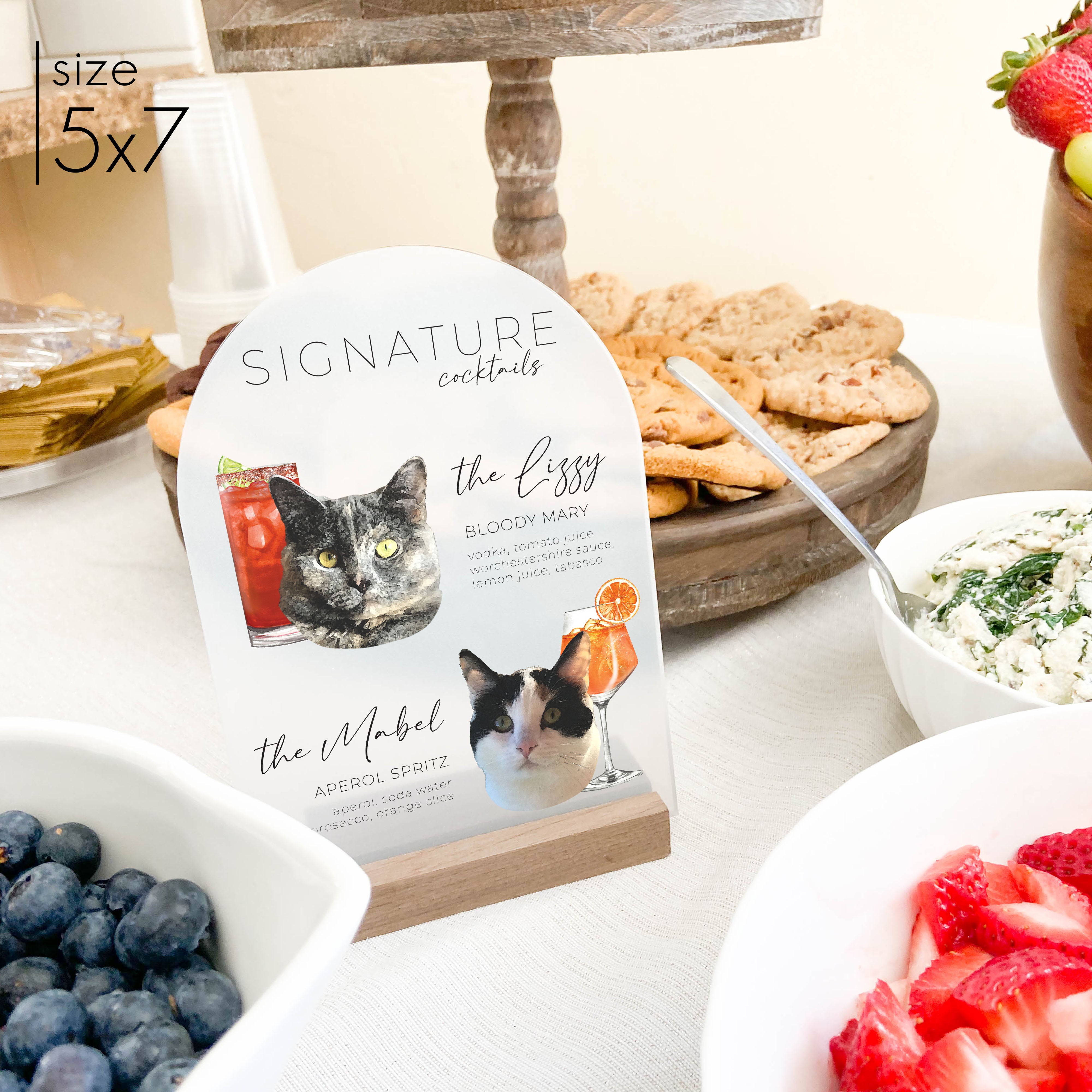 Frosted Acrylic Cat Signature Drink Sign | Vertical Olivia