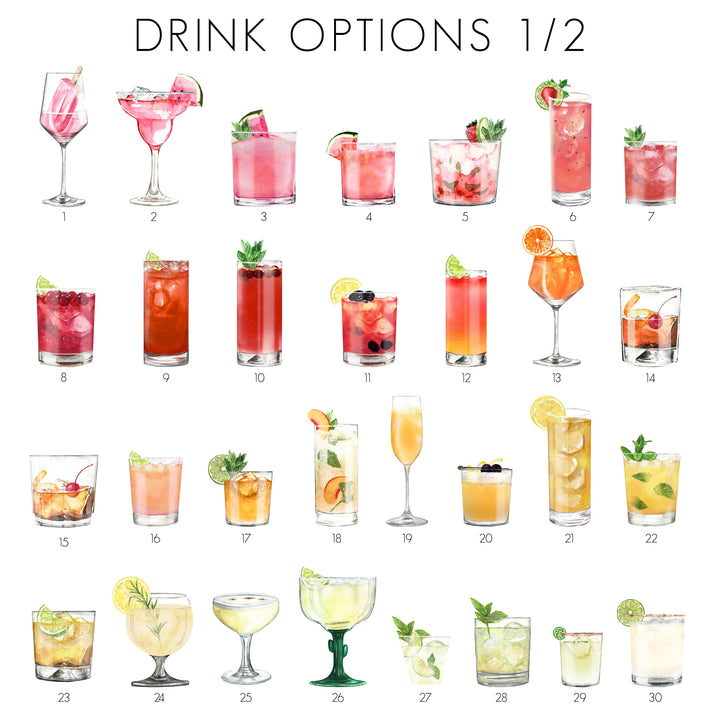 Frosted Acrylic 1 Pet, 3 Drink Signature Drink Sign | Vertical Olivia