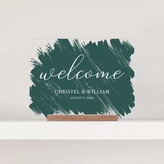 Small Acrylic Horizontal Brushed Style Welcome Sign