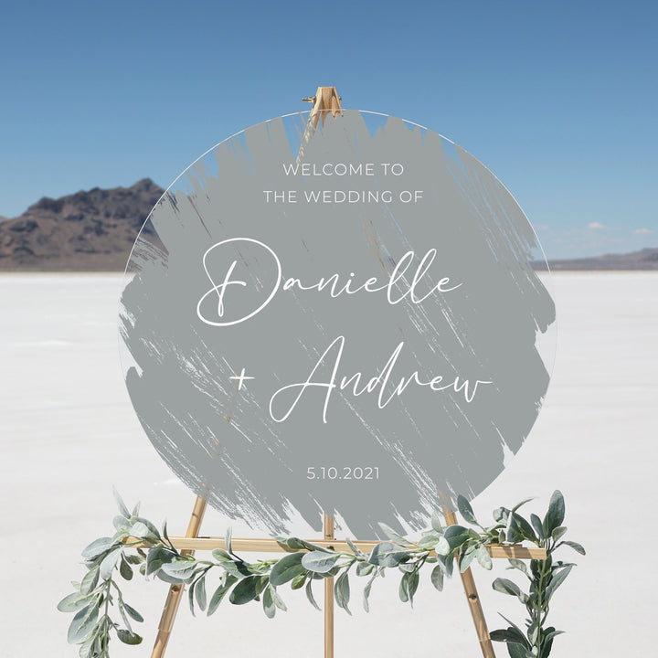 Brushed Acrylic Custom Welcome Sign | Round Olivia