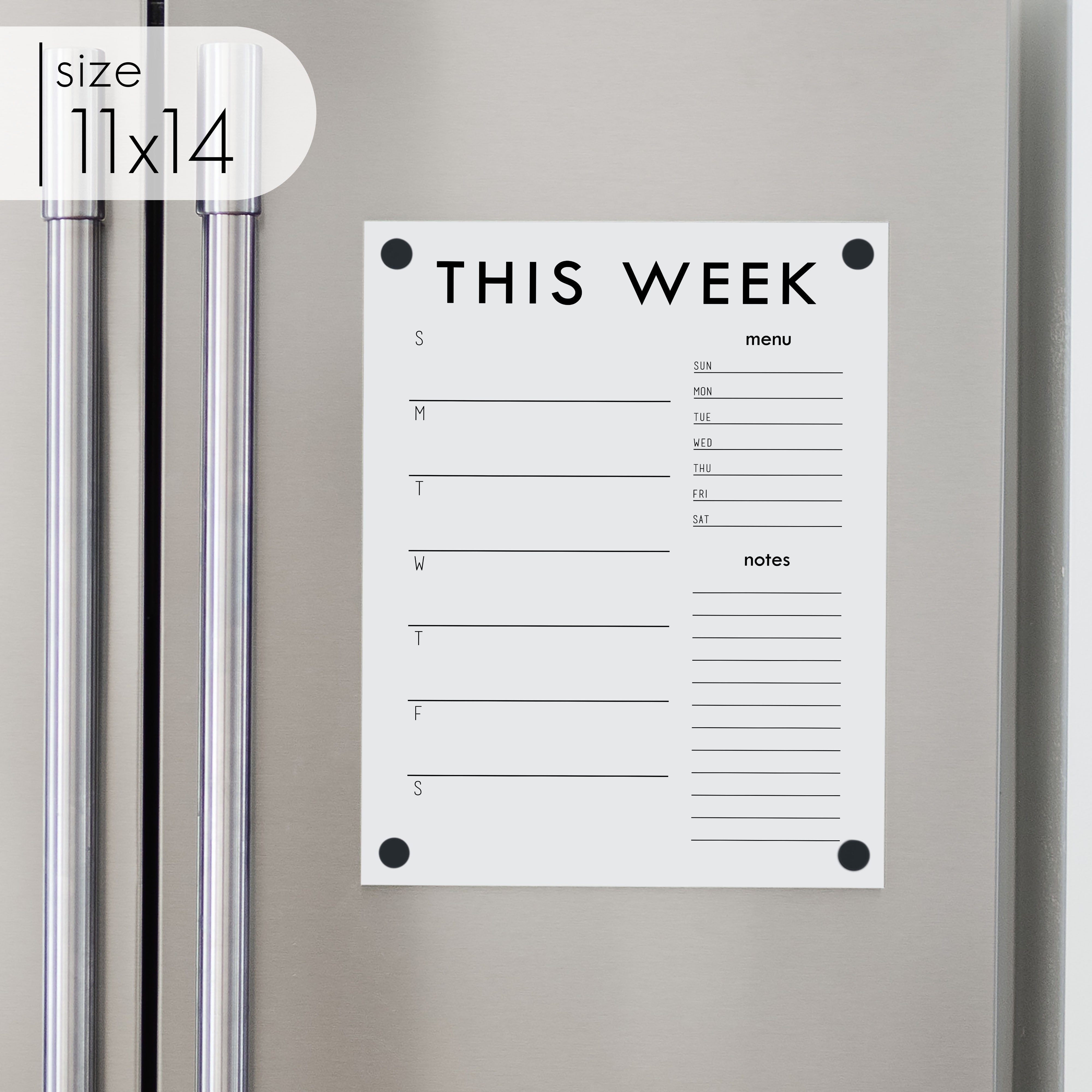 Weekly Acrylic White Fridge Calendar + 2 Sections | Vertical Madi