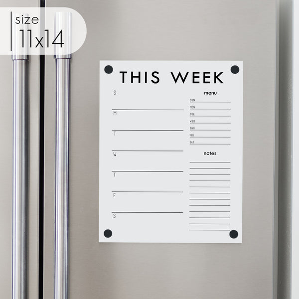 Weekly Acrylic White Fridge Calendar + 2 Sections | Vertical Madi