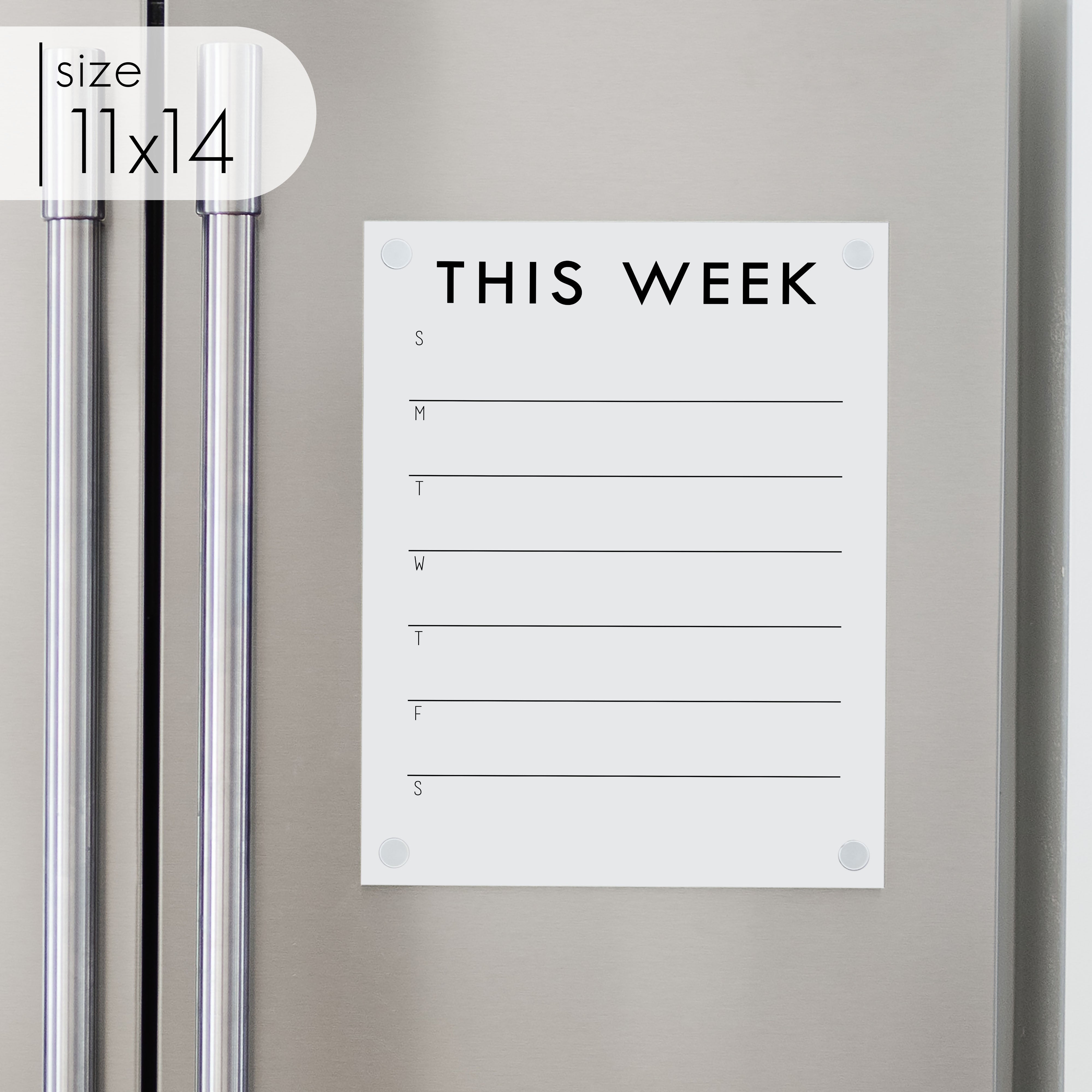 Weekly Acrylic White Fridge Calendar | Vertical Madi