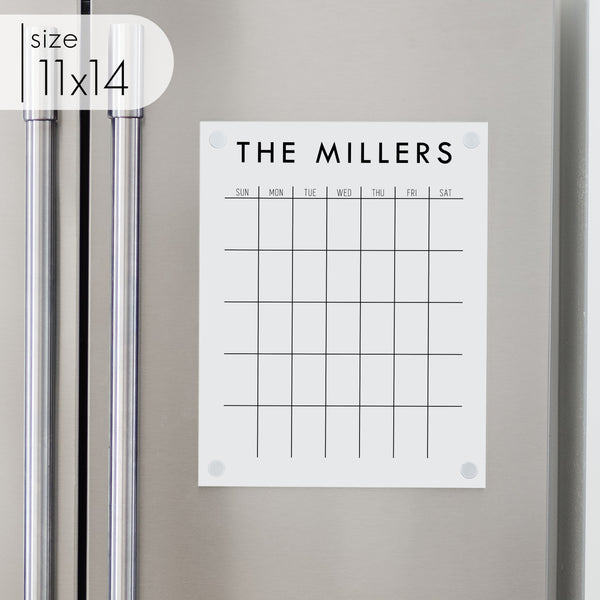 Monthly Acrylic White Fridge Calendar | Vertical Madi