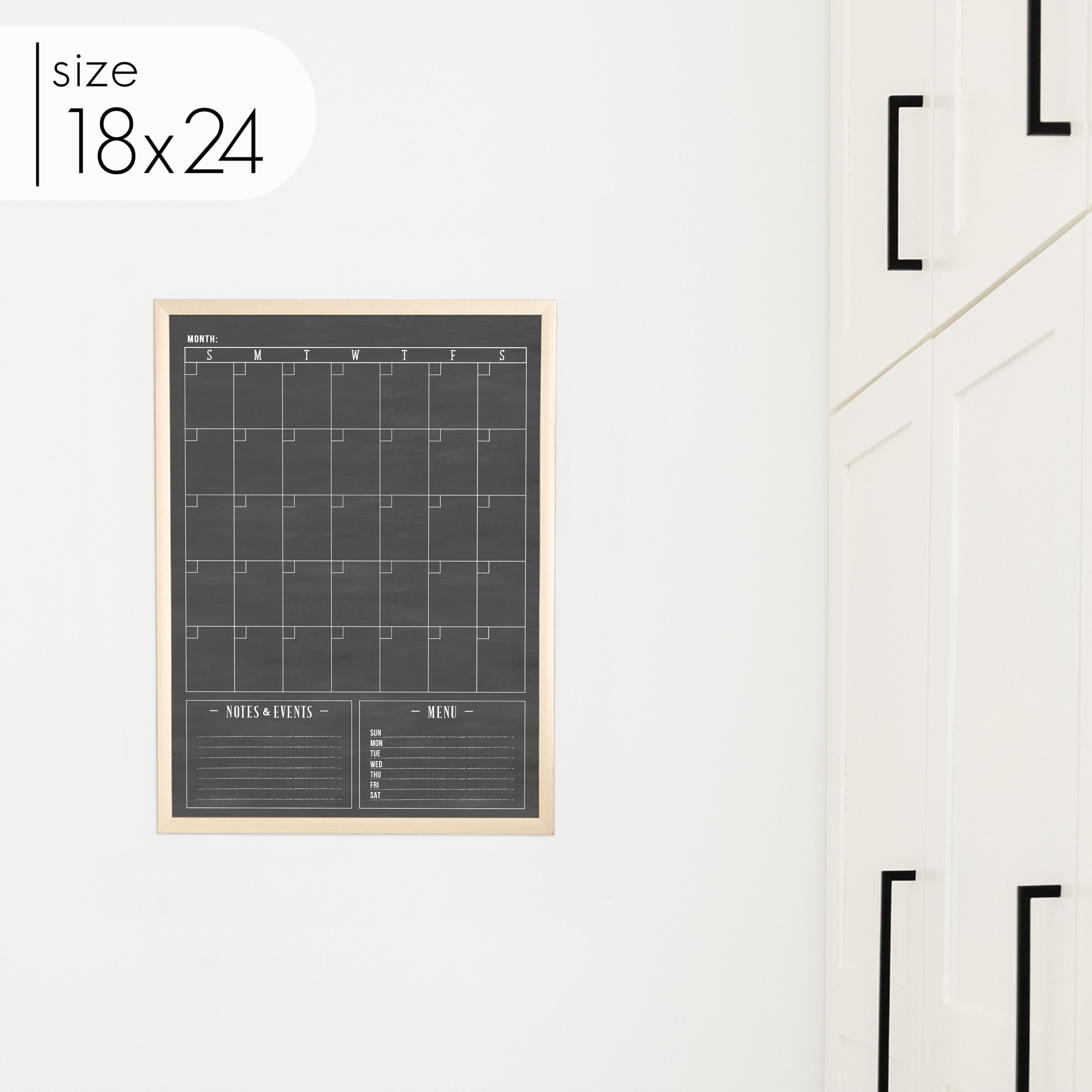 Monthly Framed Chalkboard Calendar + 2 sections | Vertical Swanson