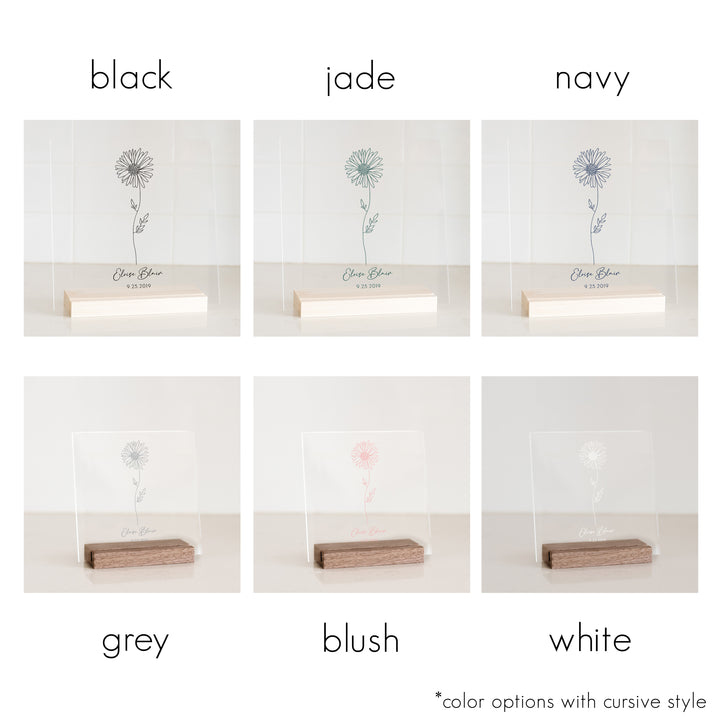 Personalized Birth Flower Art | Cursive Style