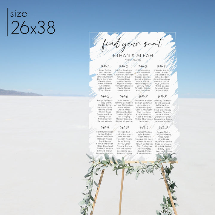 Brushed Acrylic Seating Chart | Vertical Olivia