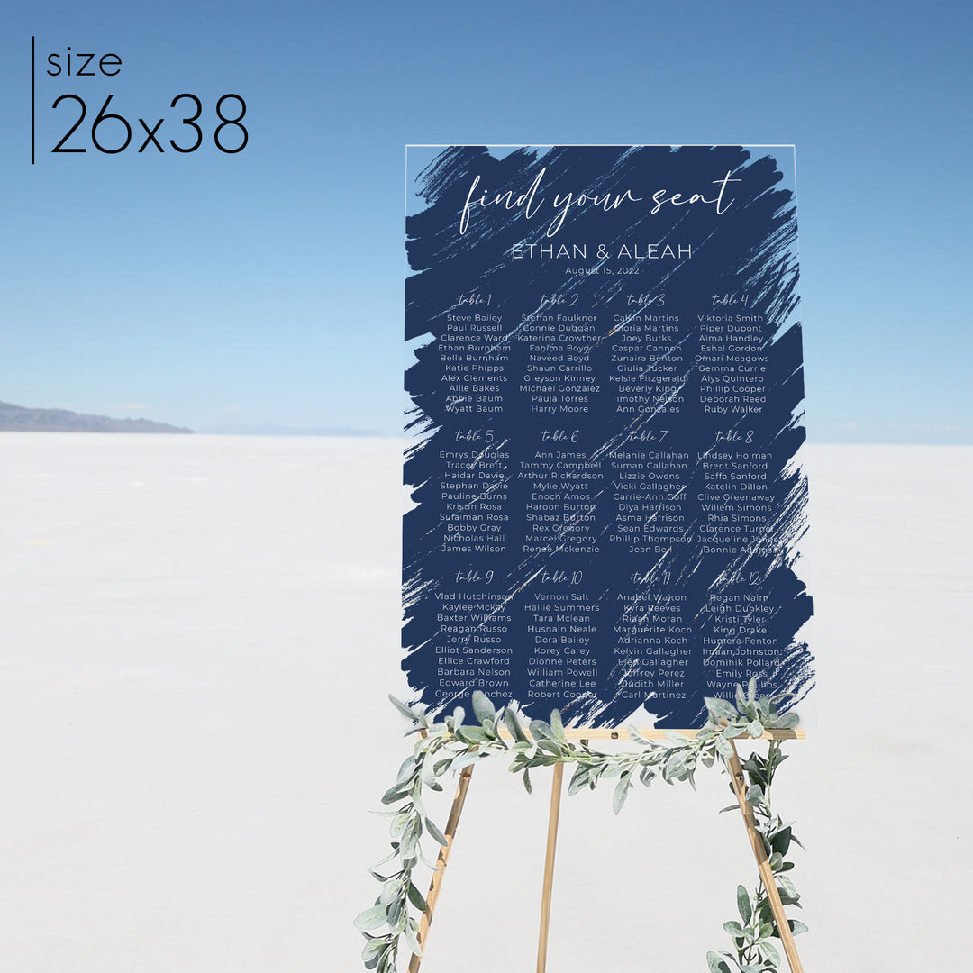 Brushed Acrylic Seating Chart | Vertical Olivia