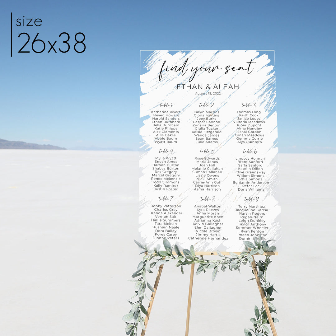 Brushed Acrylic Seating Chart | Vertical Olivia