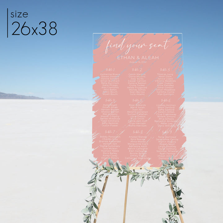 Brushed Acrylic Seating Chart | Vertical Olivia