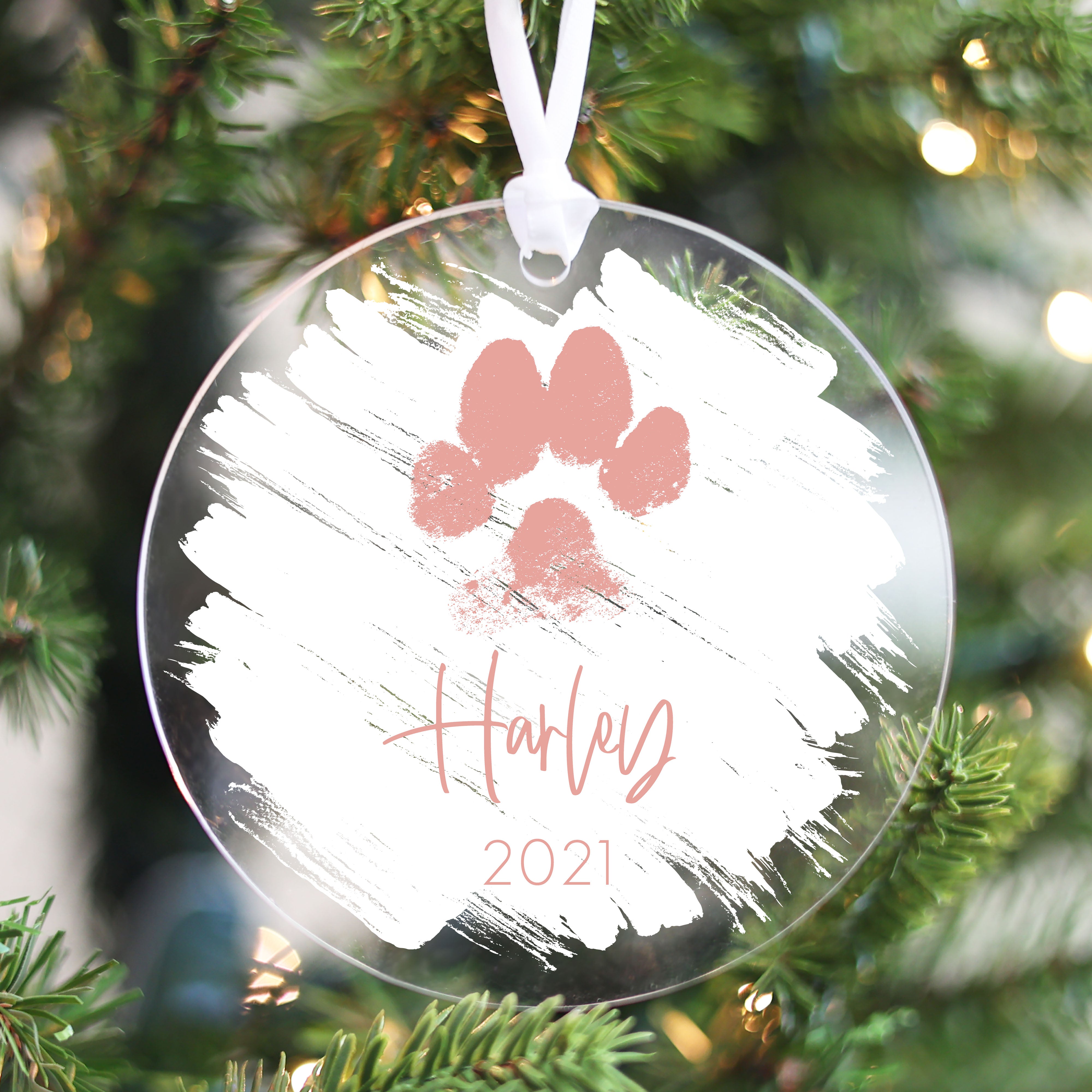 Dog paw print christmas ornament sale