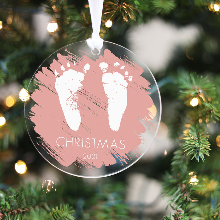 Brushed Acrylic Baby's First Christmas Footprint Ornament