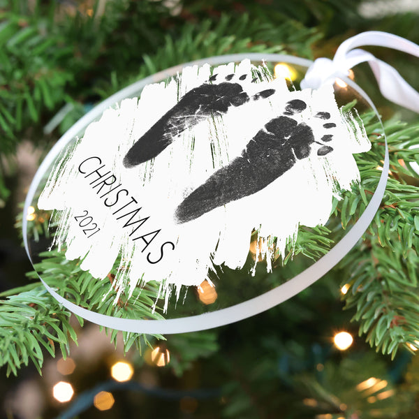 Brushed Acrylic Baby's First Christmas Footprint Ornament