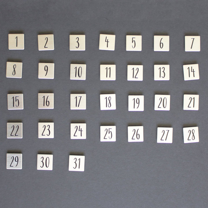 Script Number Stainless Steel Magnet Set