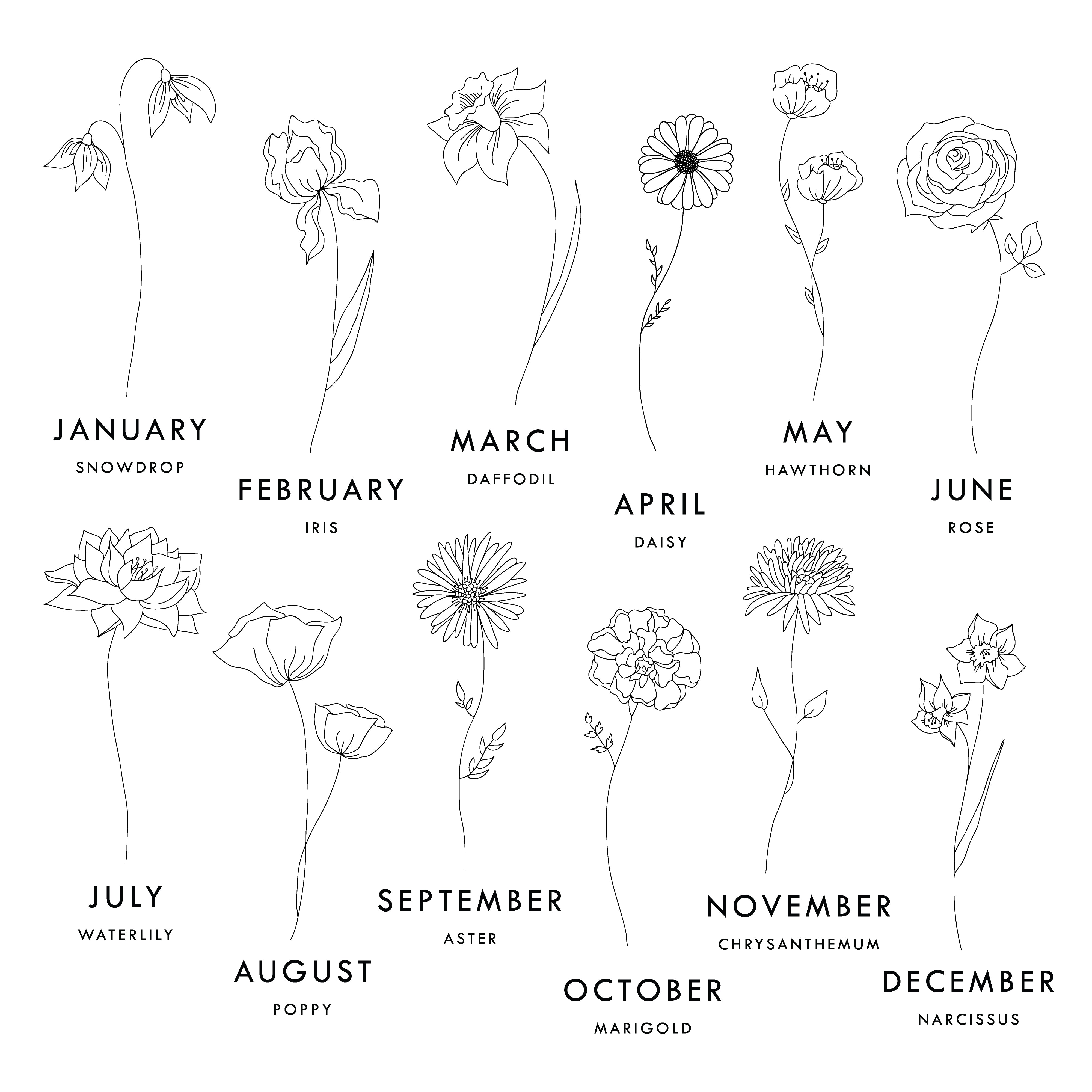 Personalized Birth Flower Art | Print Style