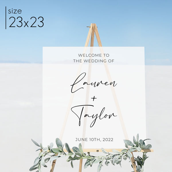 Frosted Acrylic Welcome Sign | Square Olivia