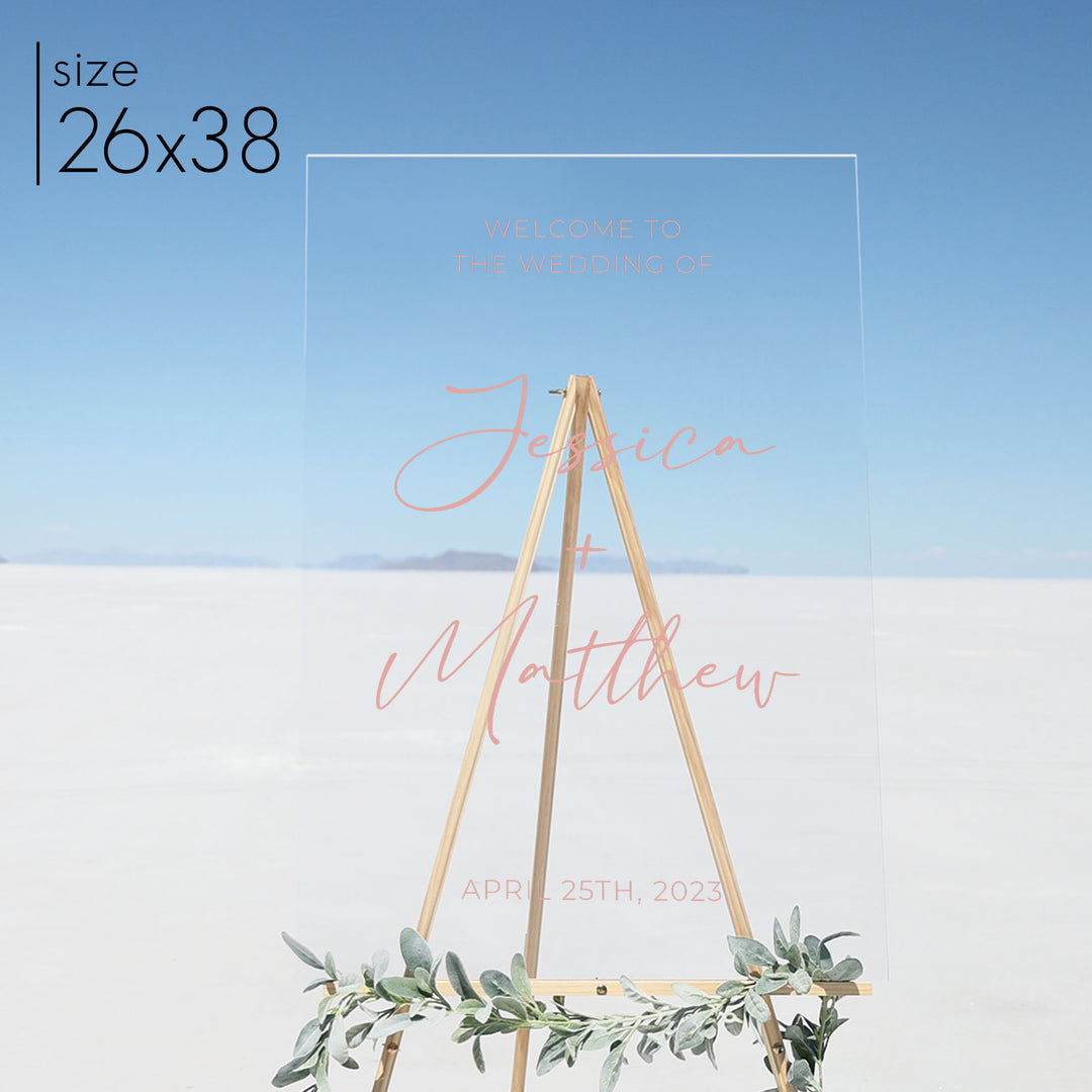 Clear Acrylic Welcome Sign | Vertical Olivia